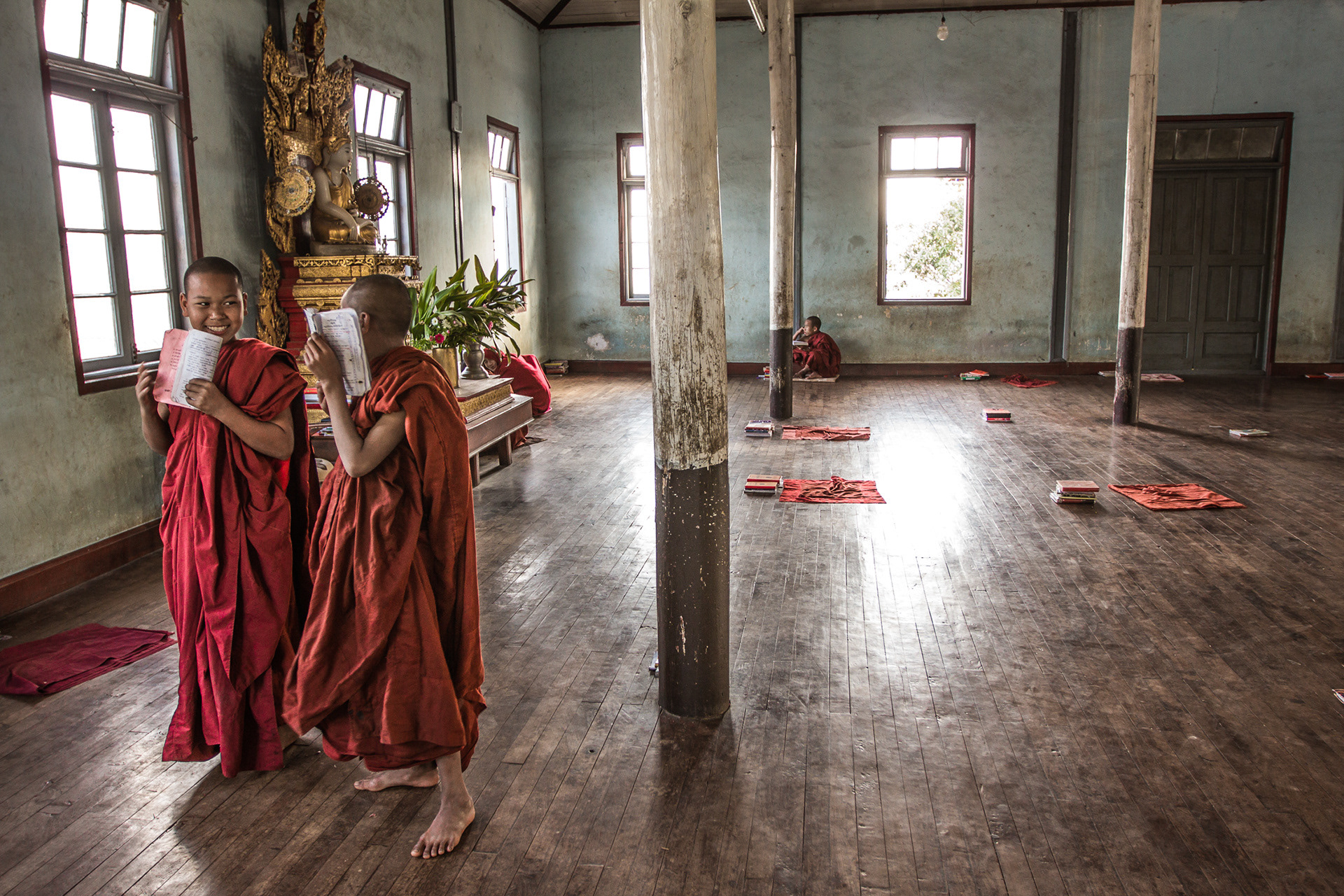 Giggling Novice Monks - Giddy On Good Karma, perhaps? Thein Taung Pagoda Monastery - Kalaw - Burma.