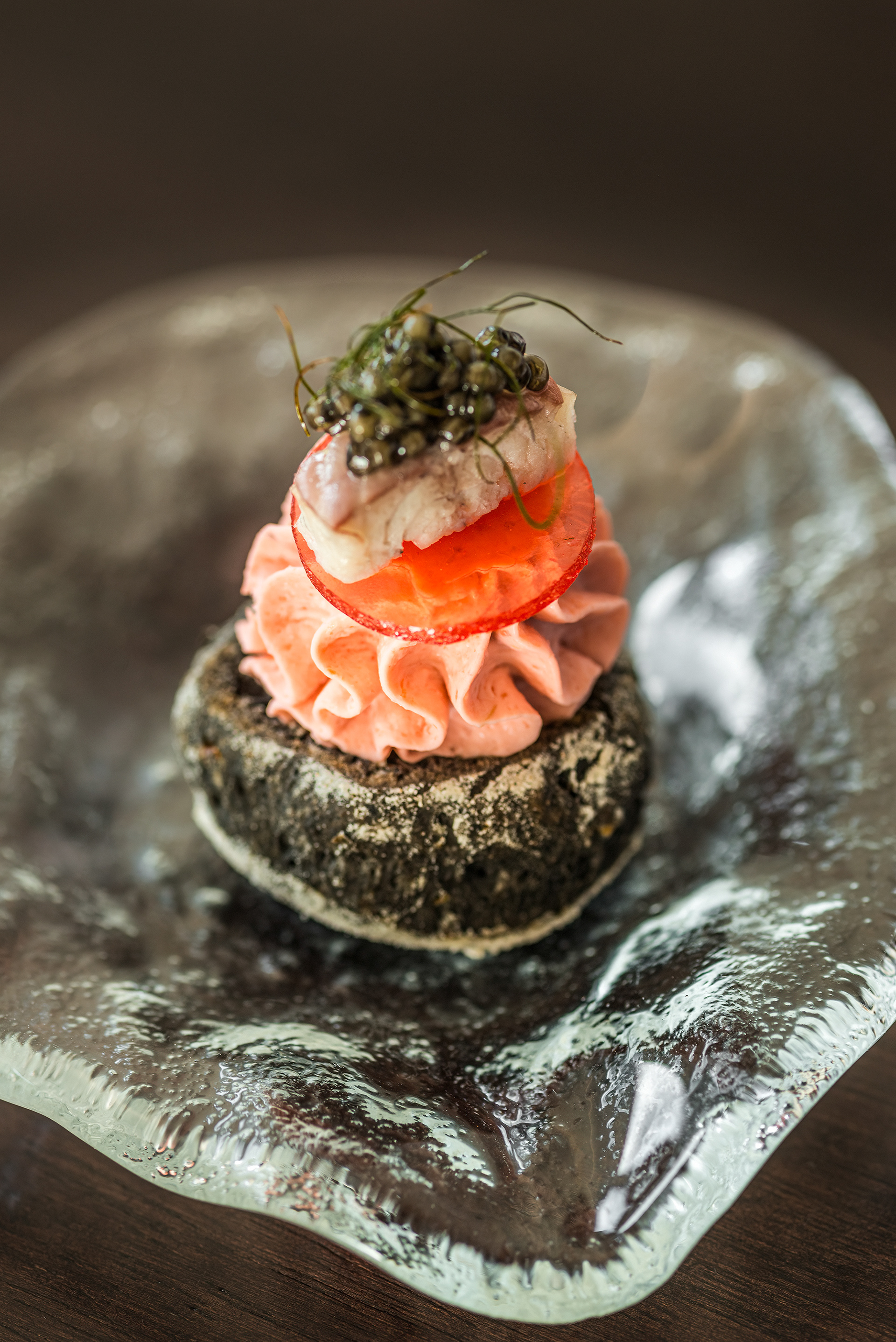 Kombucha savoury scone, rhubarb, clotted cream & Lough Neagh smoked eel