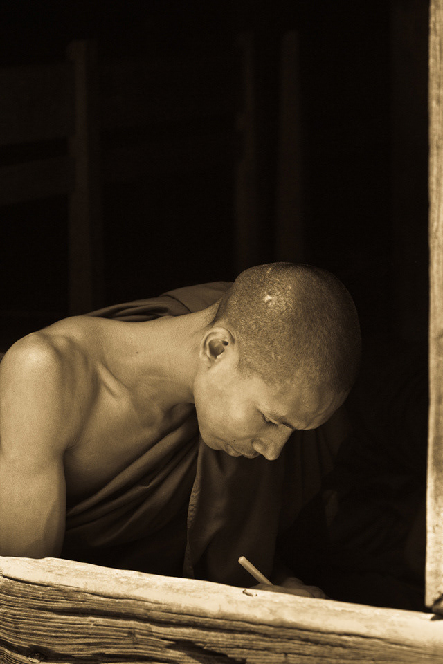 Young Monk's study hard at the buddihist school, Ava-Inwa Ancient City, Mandalay