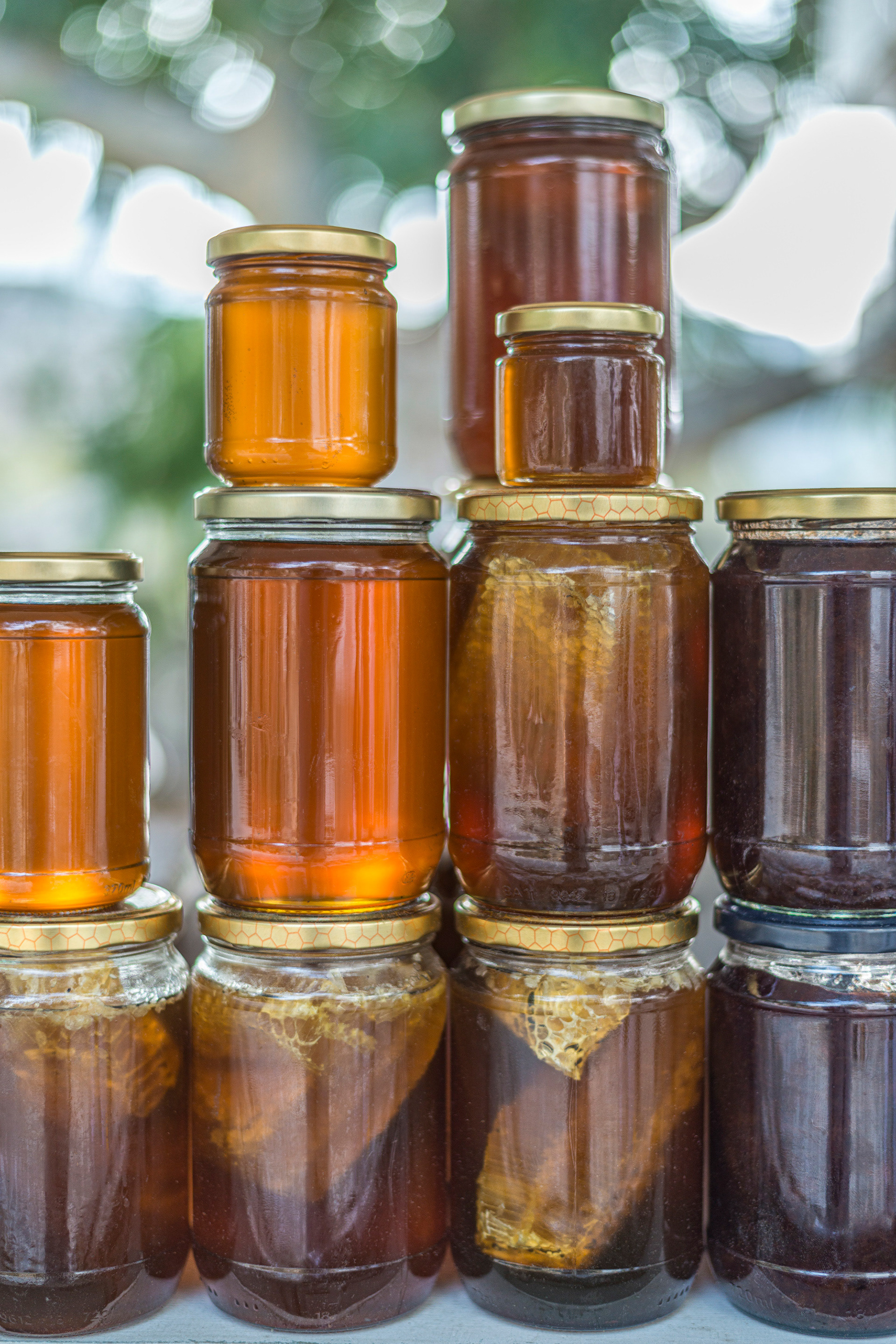Sage honey for sale on the roadside outside Volax Village, Tinos