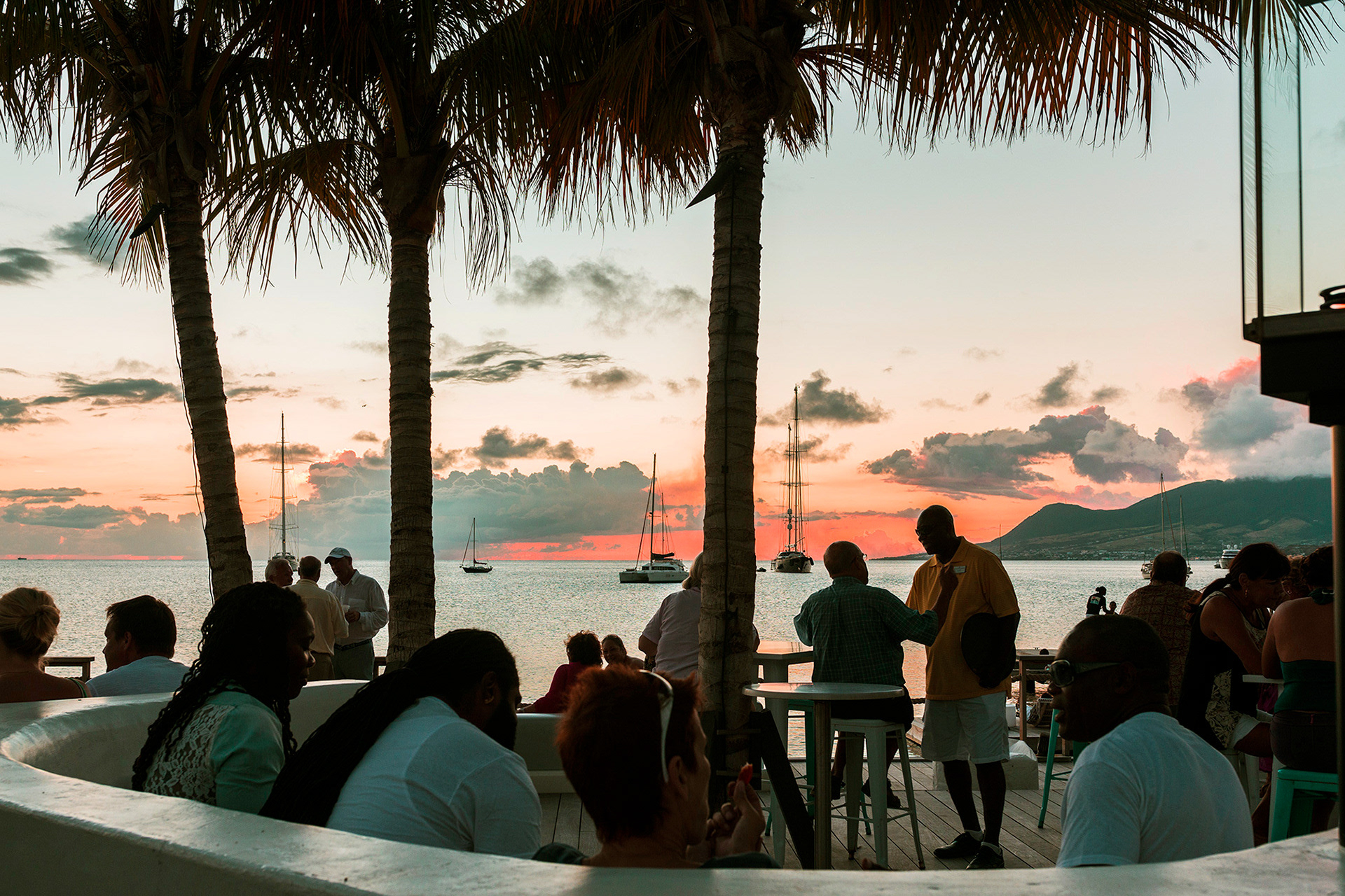 Watching the Sunset with Sundowners in hand at Salt Plage, Peninsula, St Kitts