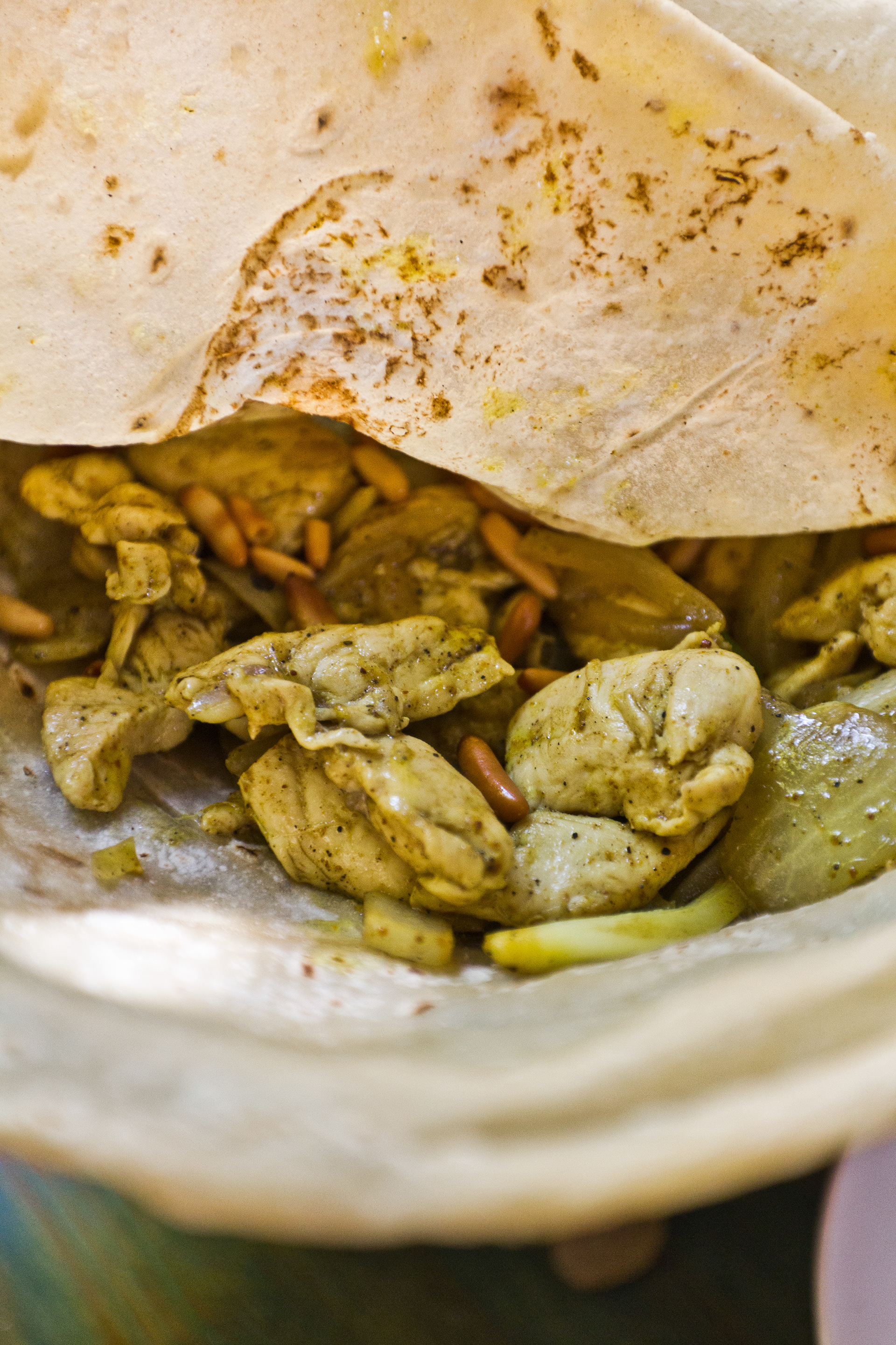 Sajeah Chicken (Spicy Chicken with onions & Pine Nuts), Haret Jdoudna Restaurant, Madaba, Jordan