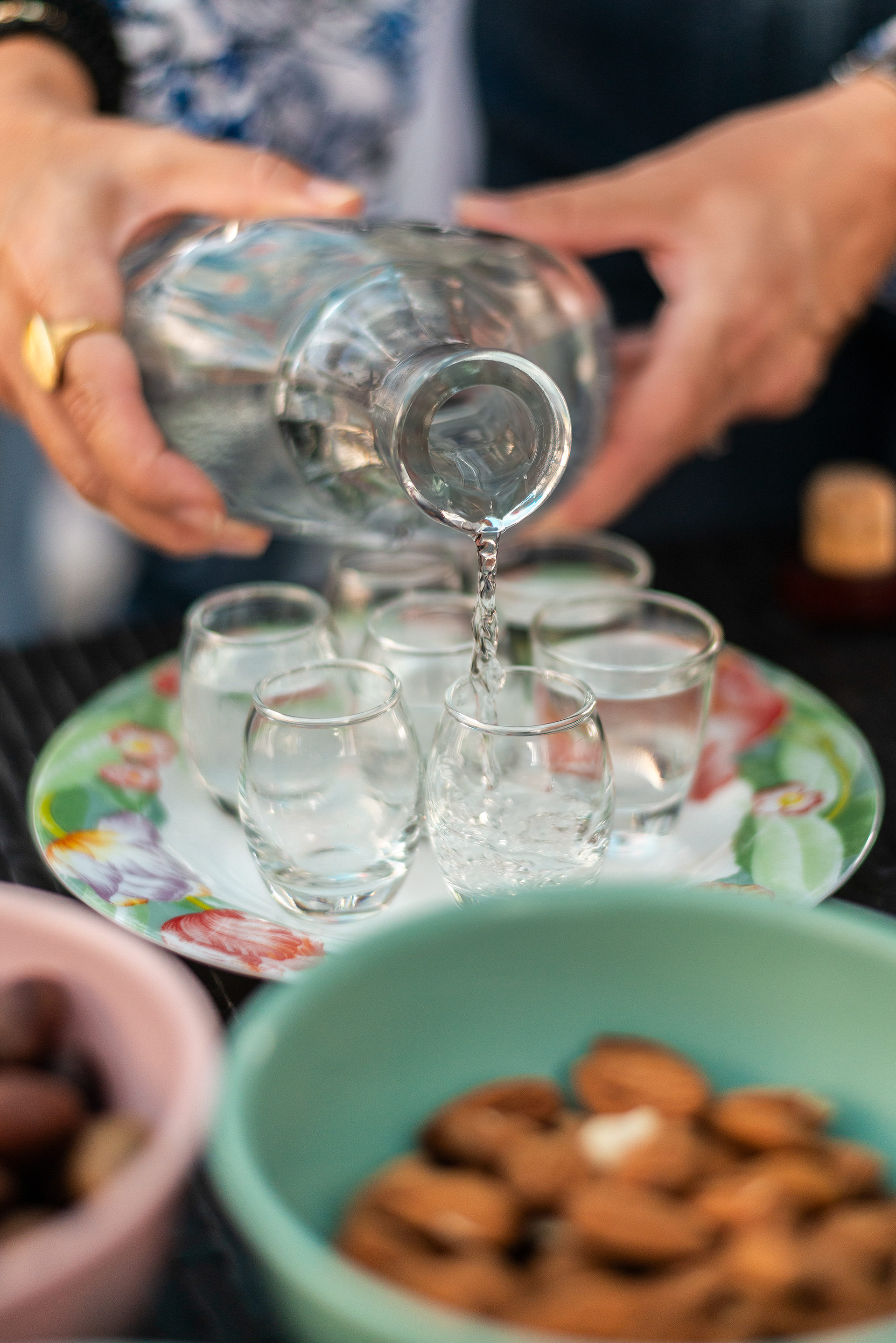 Family lunch at Rusk Bakery - Raki with almonds & olives from the garden - Kritsa