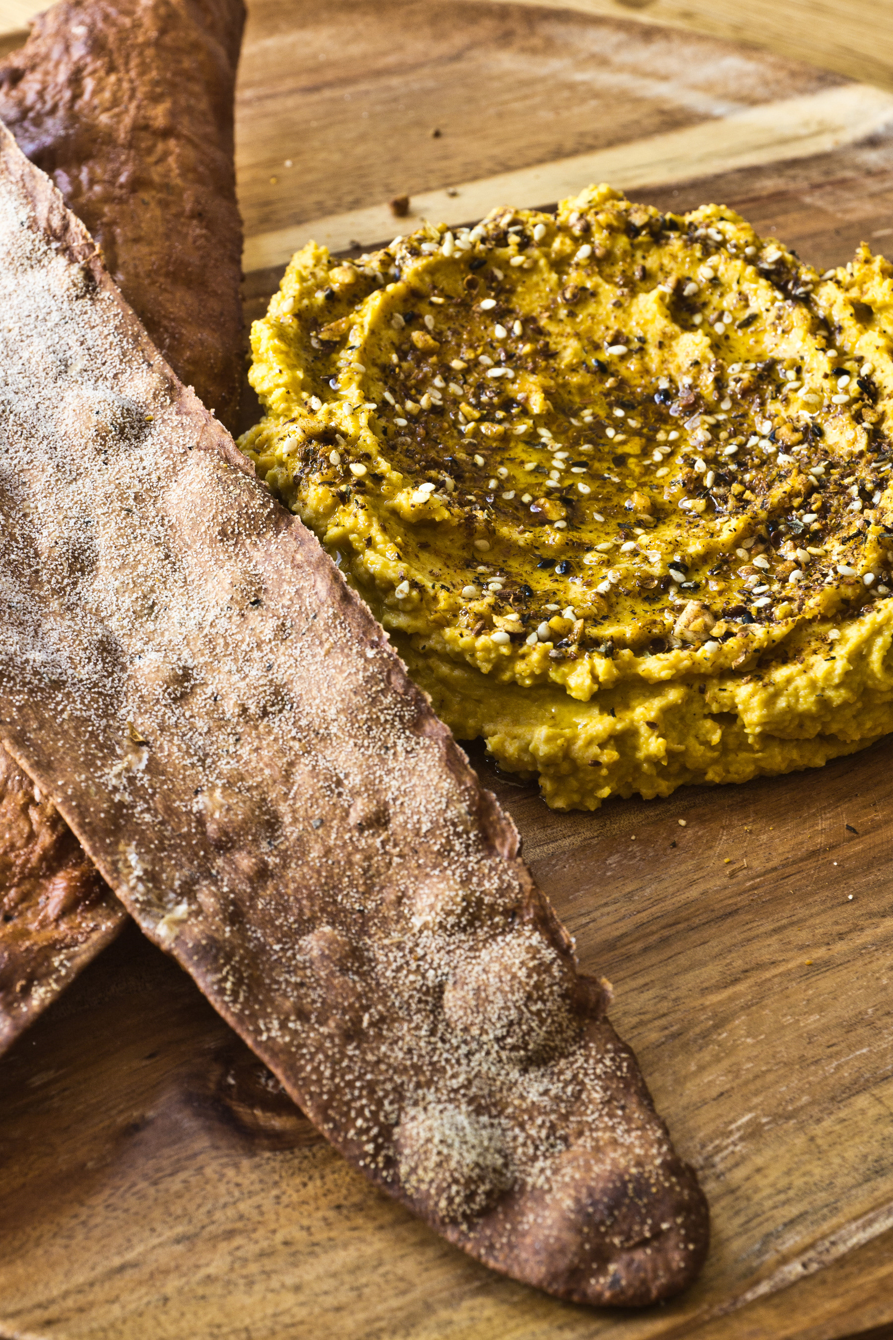 Pumpkin humus with hand made crispbread - Foragers restaurant - Pemberton