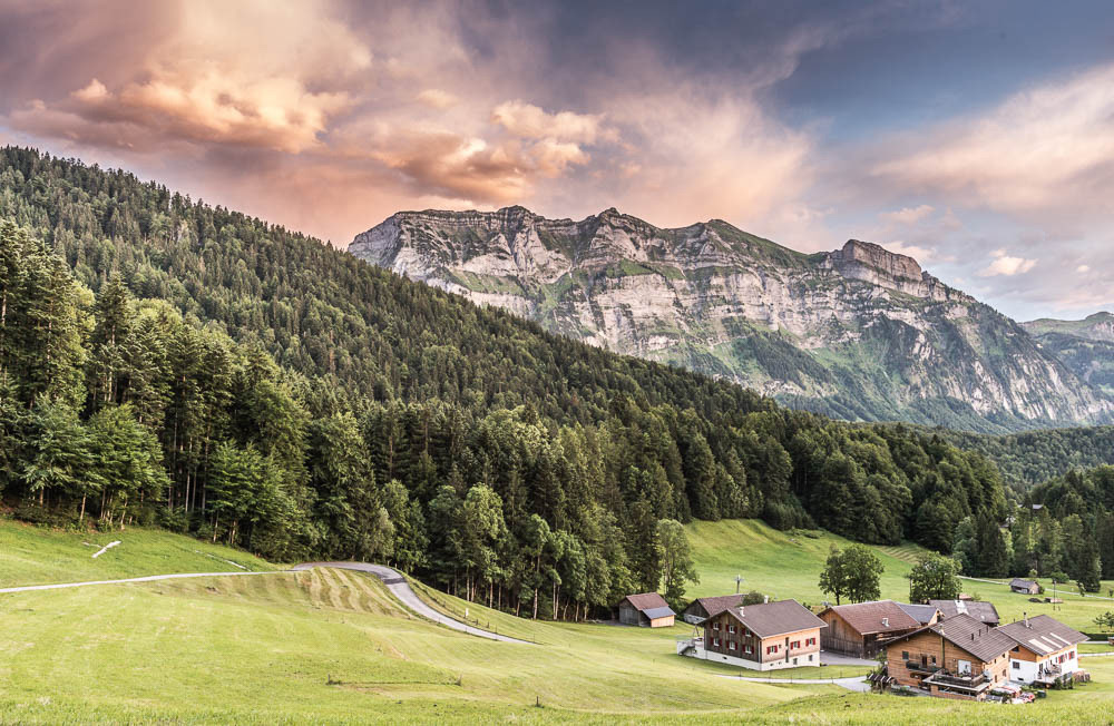 Lodges perch above Schwarzenberg village centre, Bregenzerwald