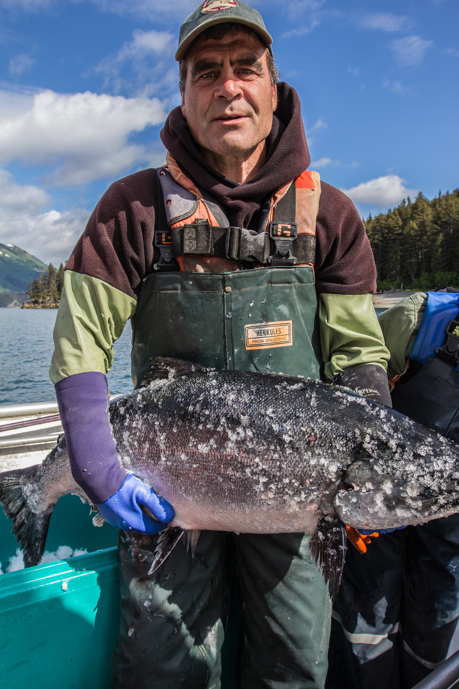 Fisherman with King Salmon, Tulka Bay Lodge, Alaska