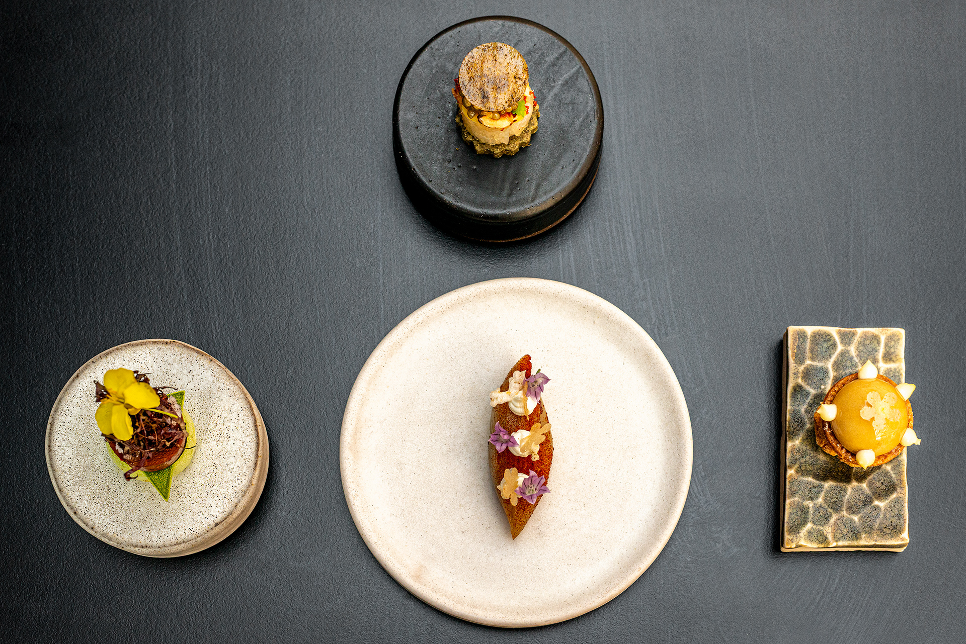 Starters - Sogan Dolma, Smoked Labneh, Isot Coolea Cheese & Burnt Onion Vinegar, Ottoman Spice Cookie - Dede Restaurant (Michellin Star) - Baltimore