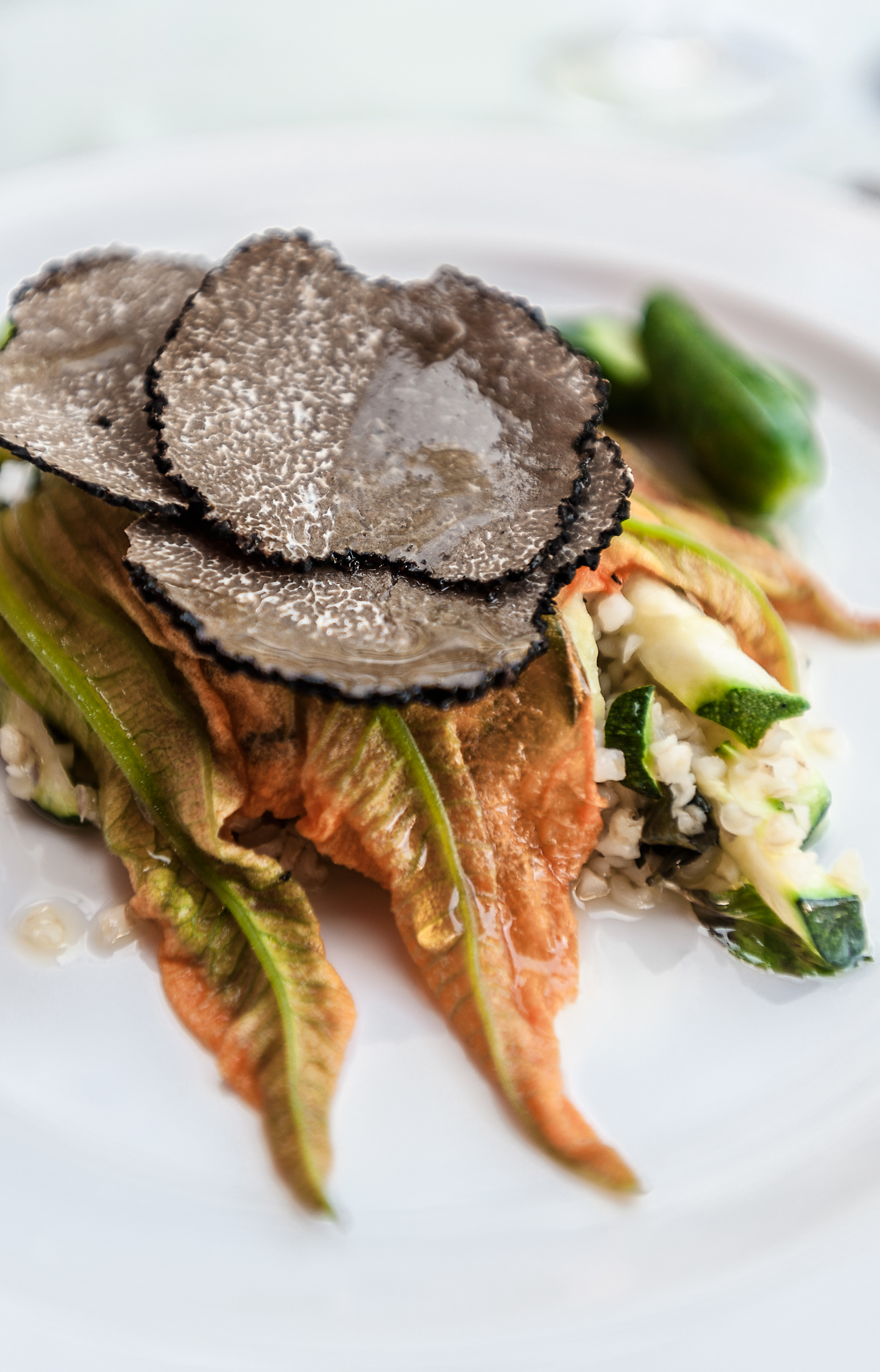 Bulgar Wheat with Zuccini Flowers and Black Truffle, Restaurant Malakoff, Bellinzona, Ticino