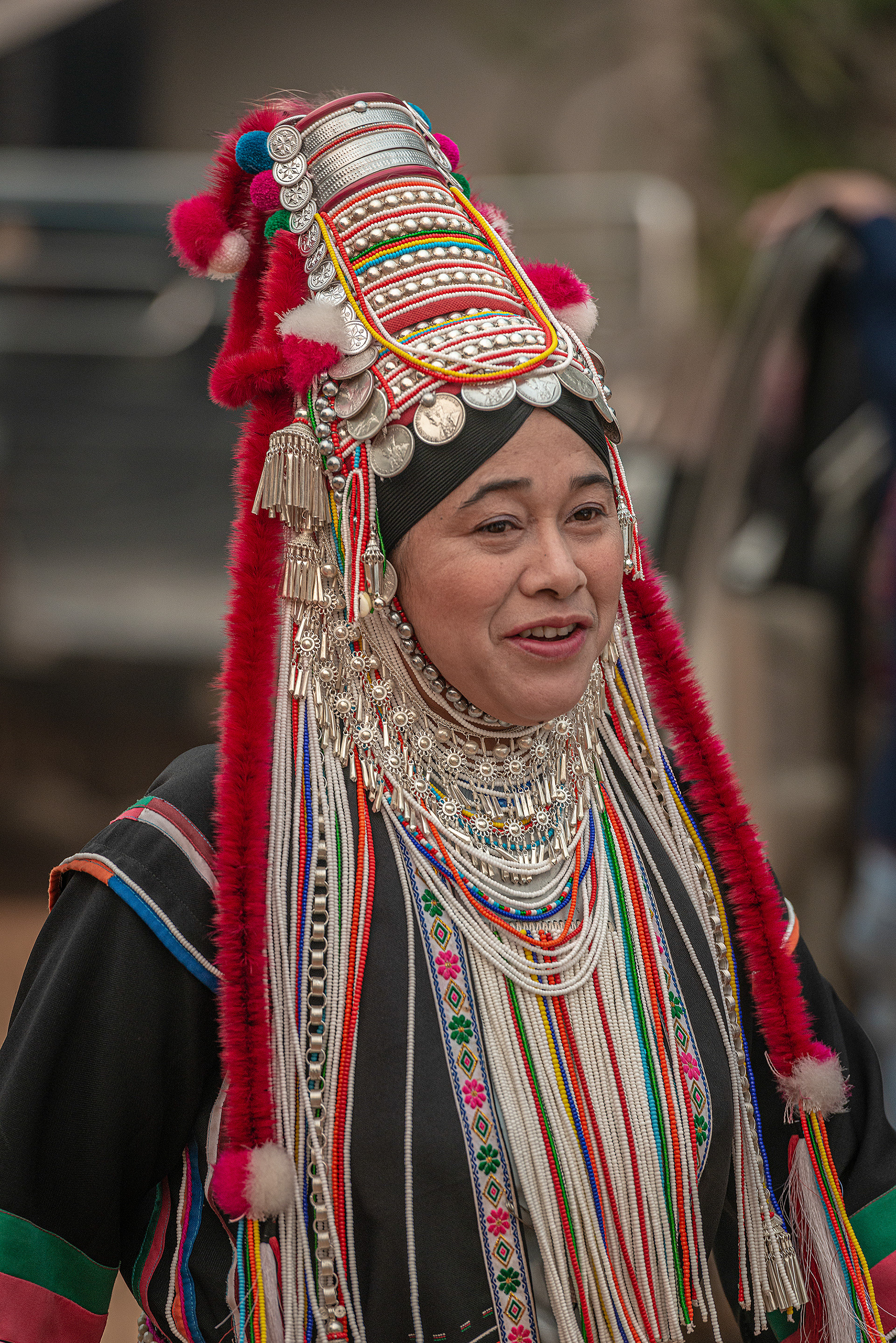 Traditional dress is still worn by the villagers on special occasions (on this occasion an engagement party and the arrival of journalists from the UK