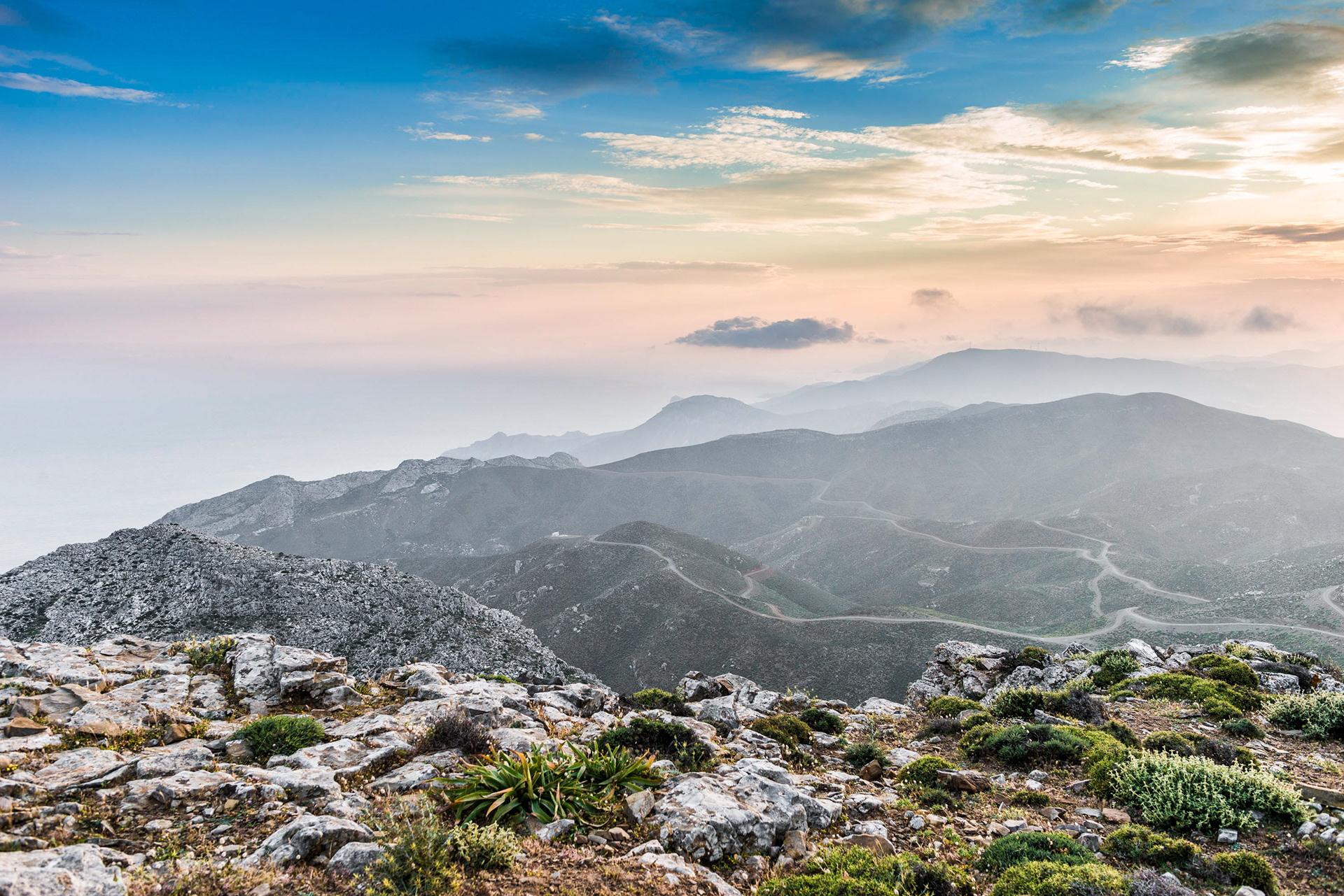 Kapetaniana village perched at 800 meterswith magnificent views over the Lybian sea on the Asterousia range, west of the Κophinas peak, Crete