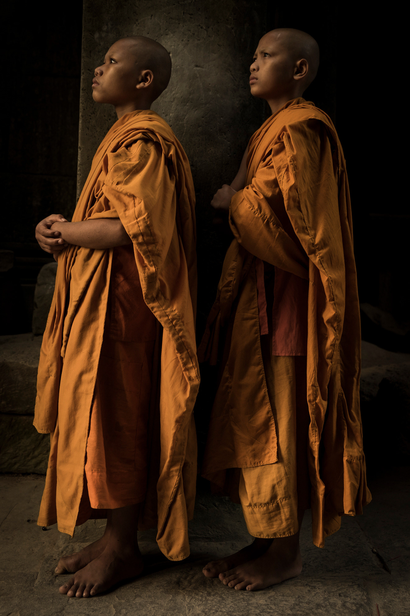 Novice Monks, Sunrise at Angkor Wat, Cambodia