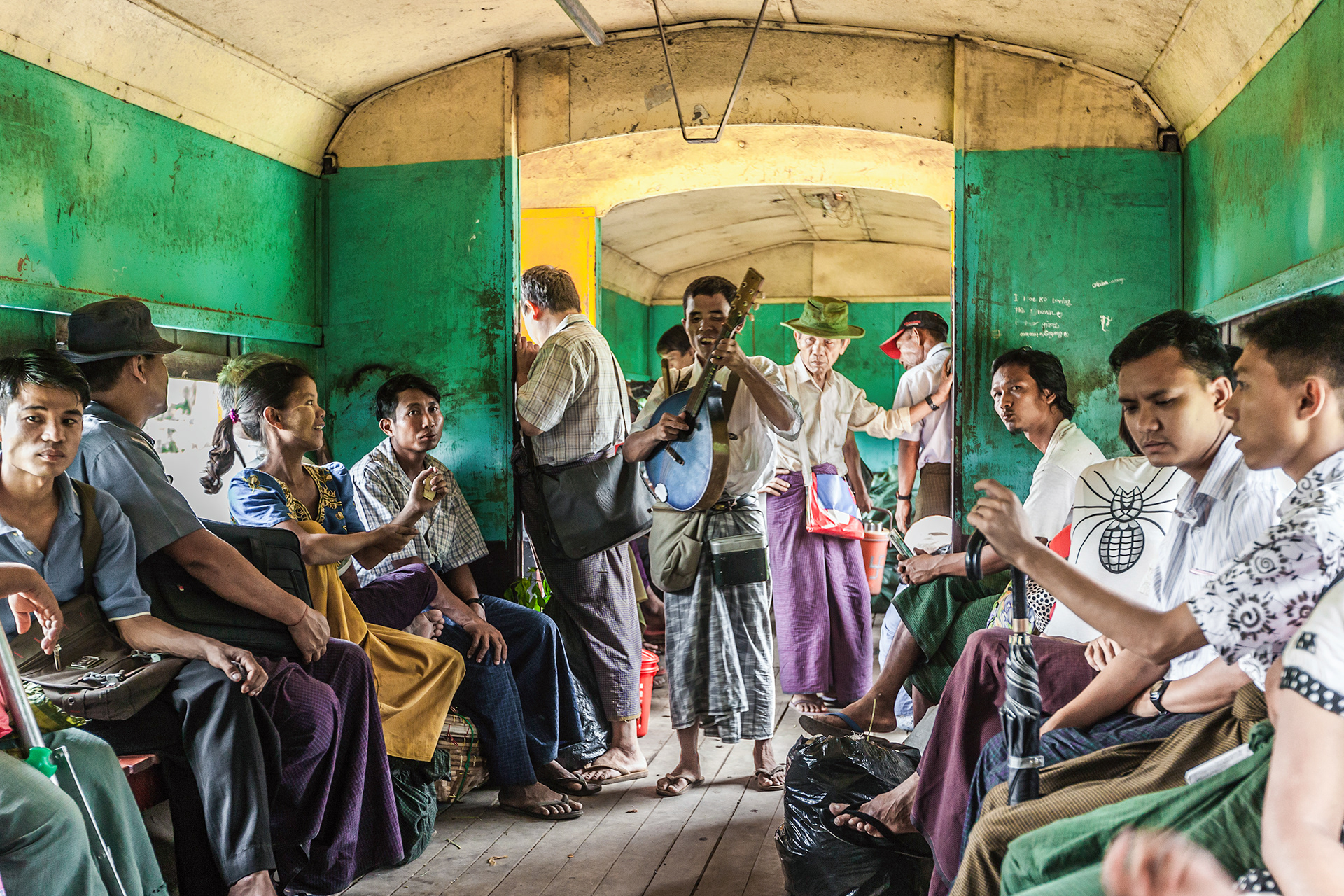Busker on the Yangon Circle Line
