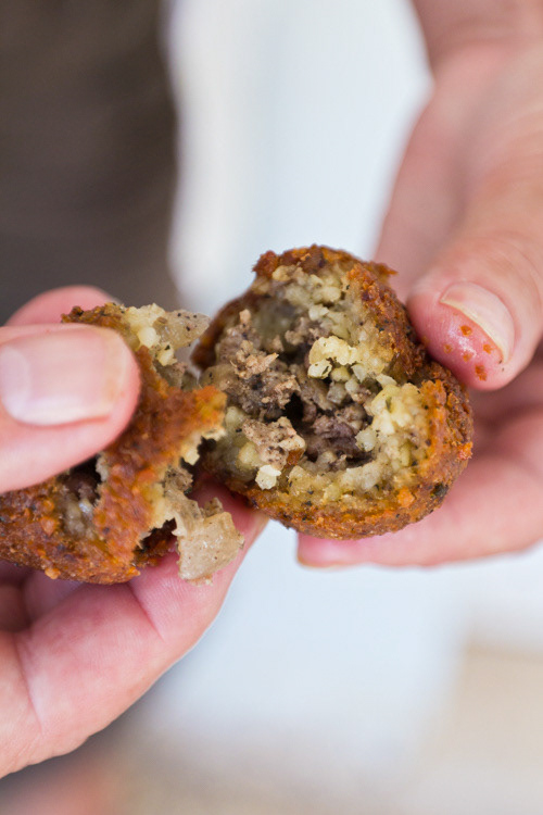 Kubah (Meat & spices inside deep fried lentil coating), Azraq Druze local Community, Jordan