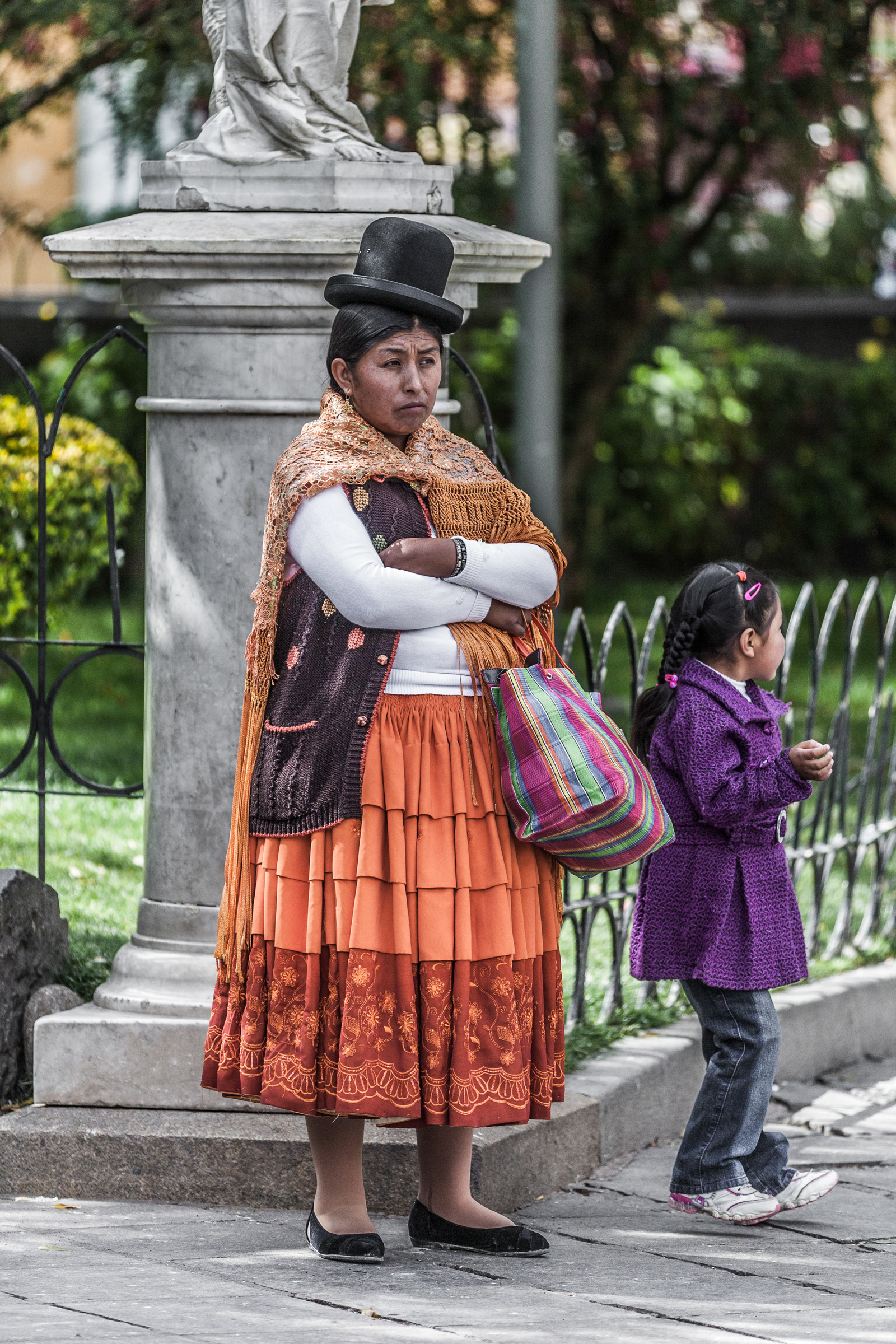 Women wearing traditional Bowler Hat, Plaza Murillo Aymara, Downtown, La Paz