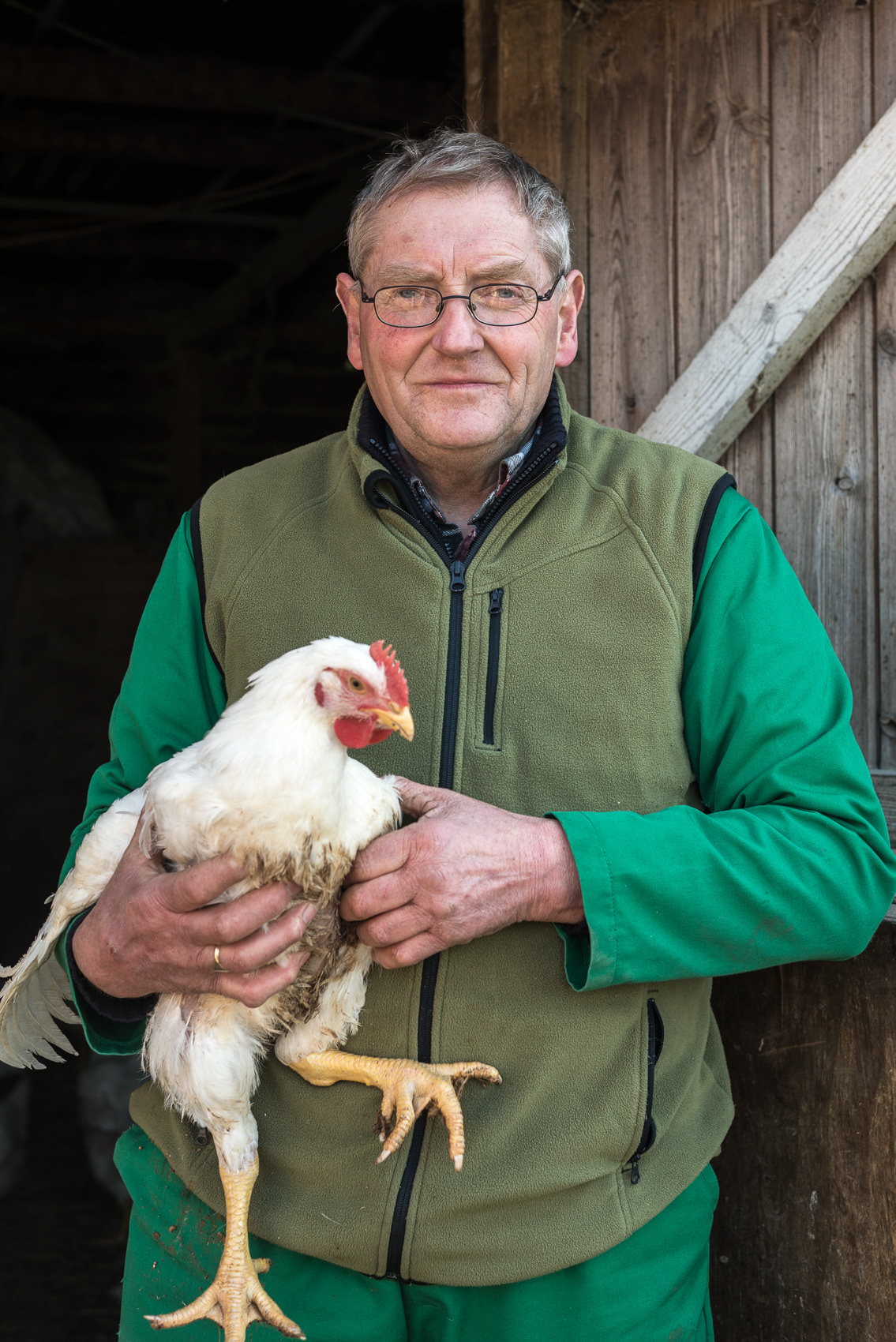 Tim with his chickens