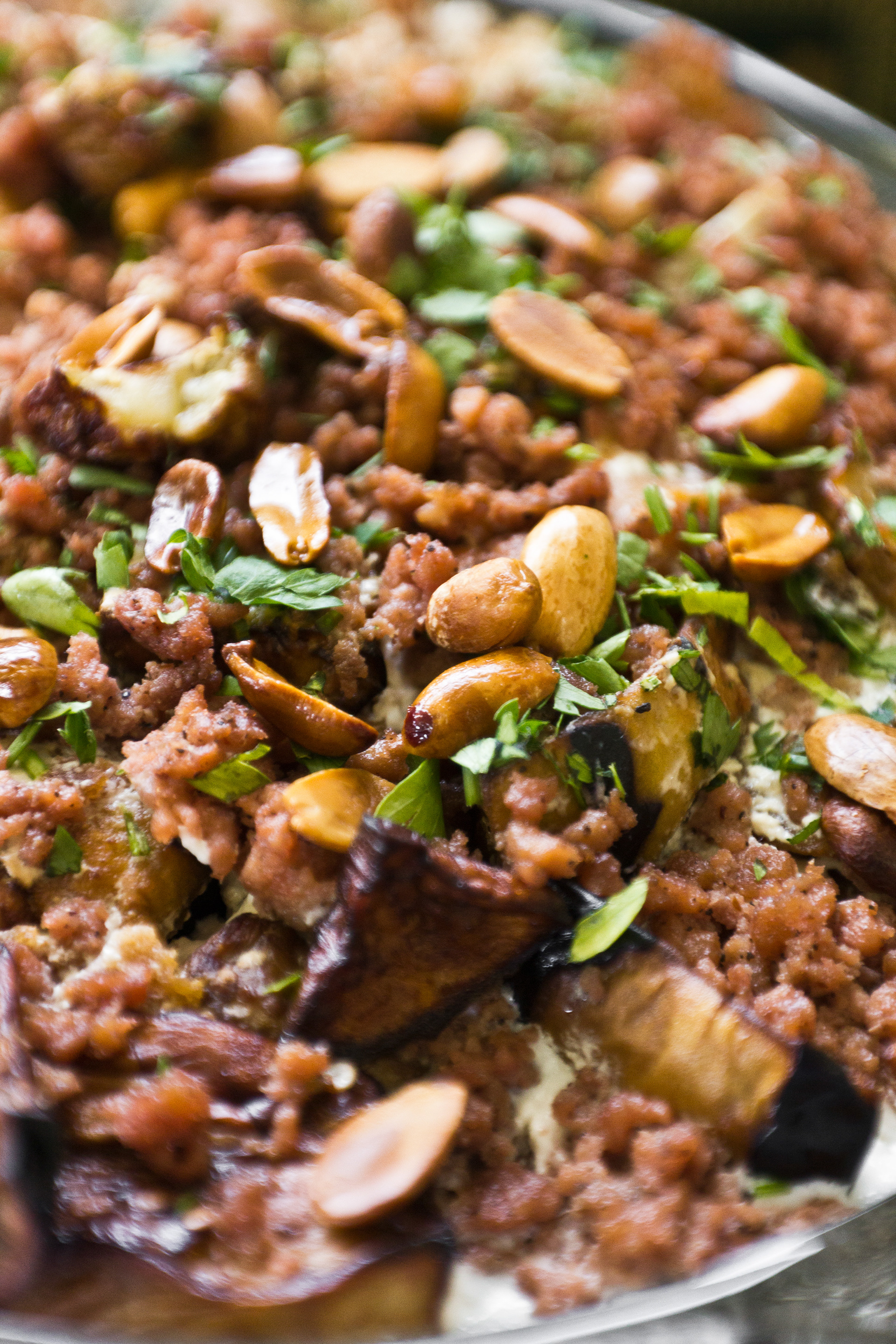 Fatet Batenjani (Aubagine and yogurt sauce with bread and almonds), Azraq Druze Local Community, Jordan