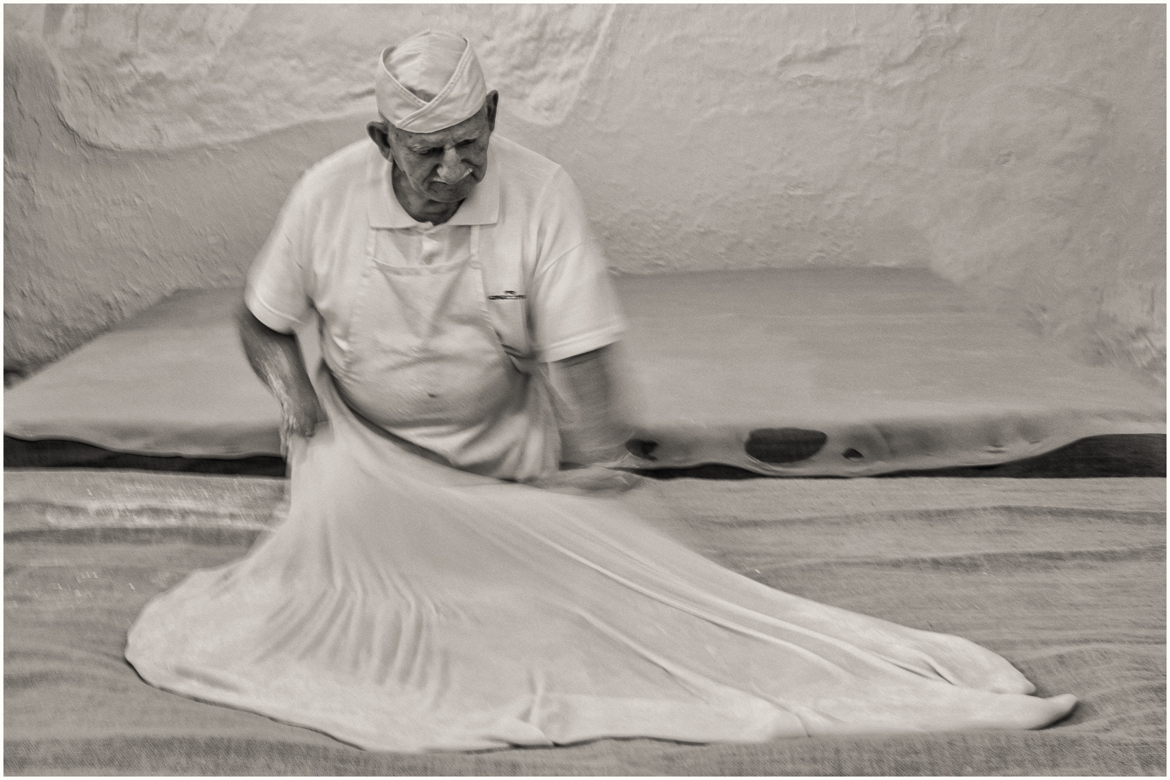 Giorgos Hatziparaschos, the last traditional phyllo kroustas (ultra thin fillo pastry) master maker in Rethymno, Crete