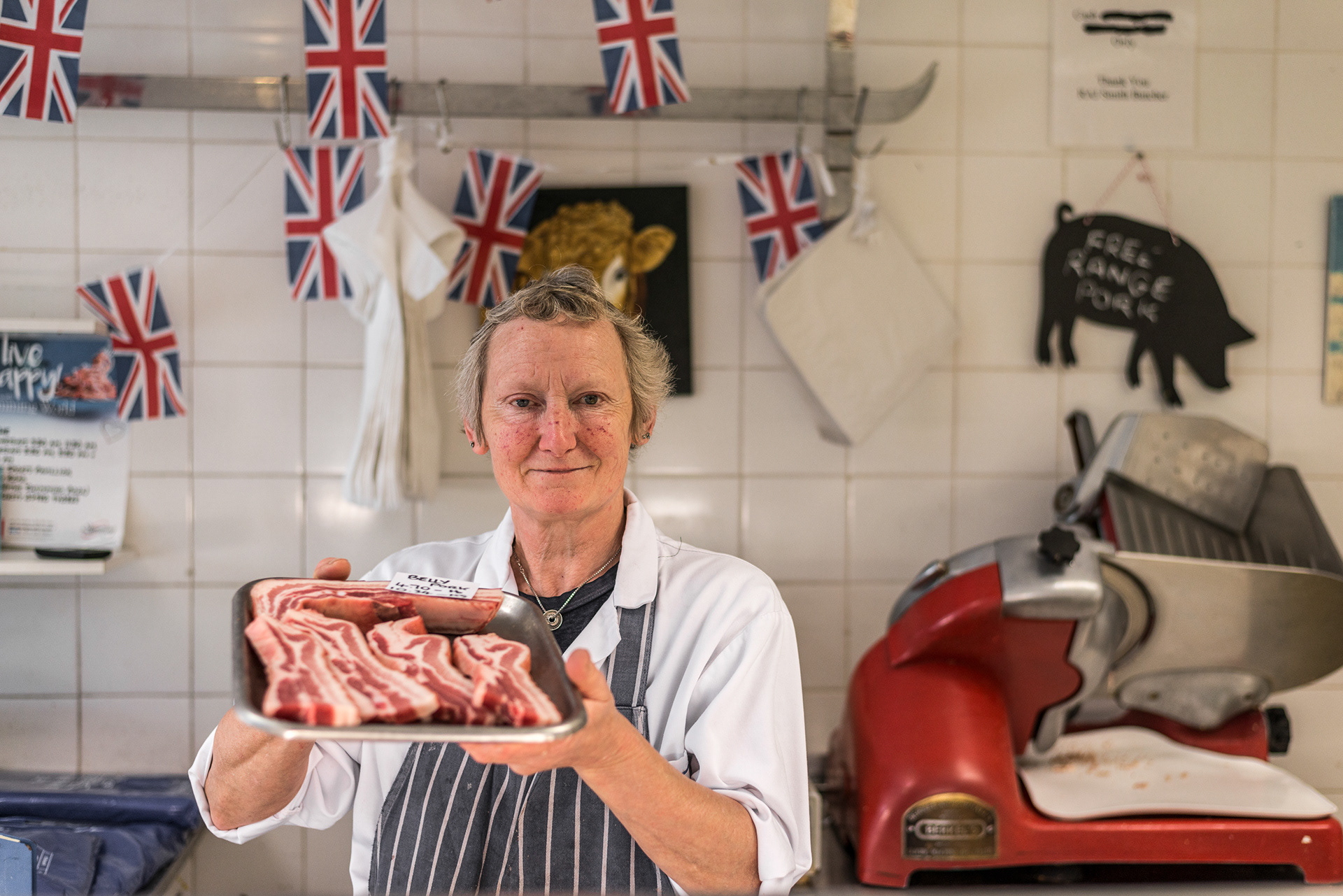 R. A. J. Smith, Hythe's only female Butcher, Hythe, Kent.