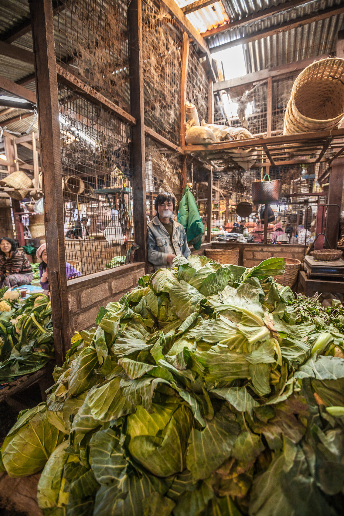 "No, I only sell Cabbages," I Imagine him saying to my un-asked question. 'I Love Cabbages I do,' he adds in a Monty Pythan-esq voice! Cabbage Stall - Pyin U Lwin Market - Burma.