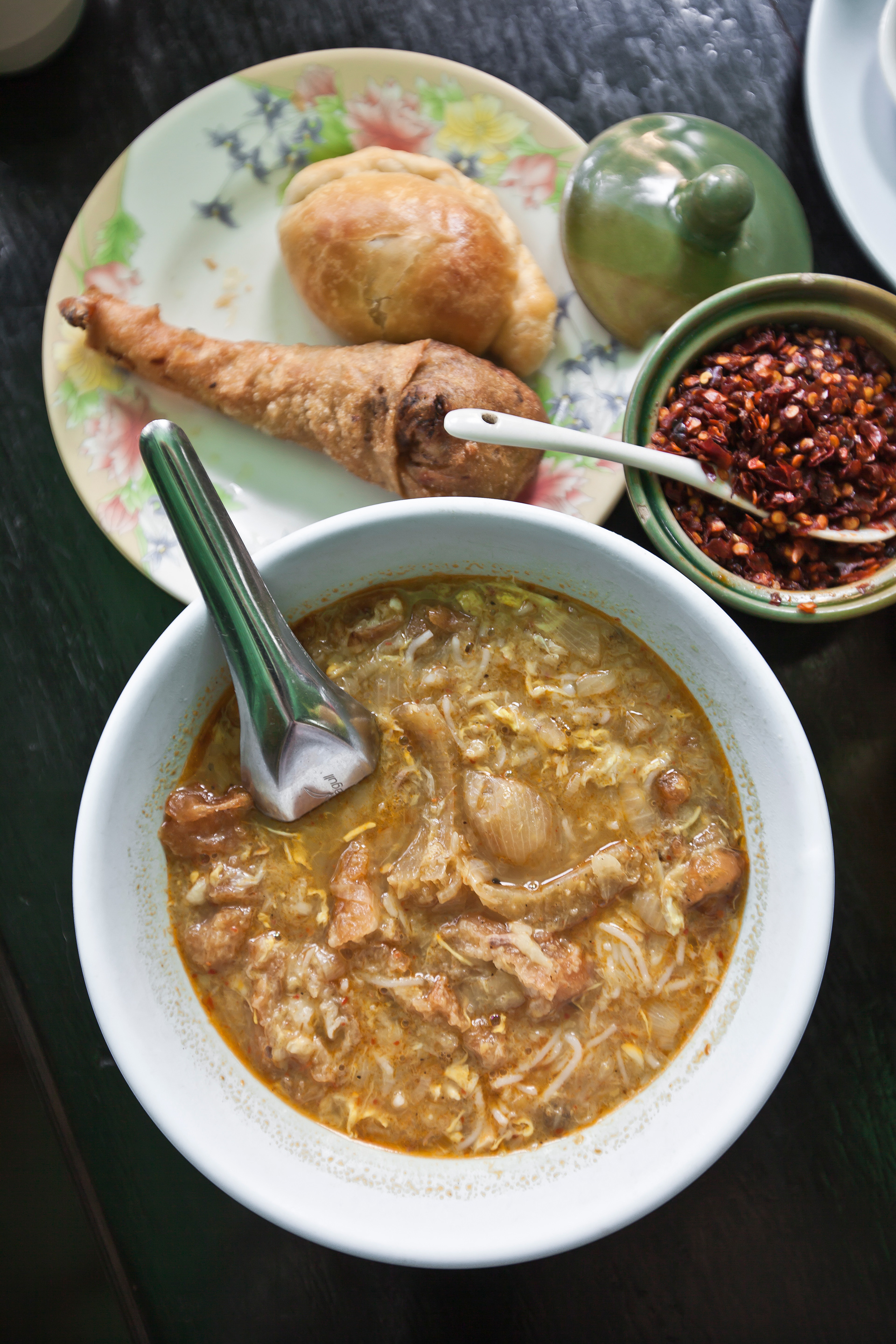 Mohinga (Breakfast Fish Soup) at Lucky Seven Tea House, Yangon