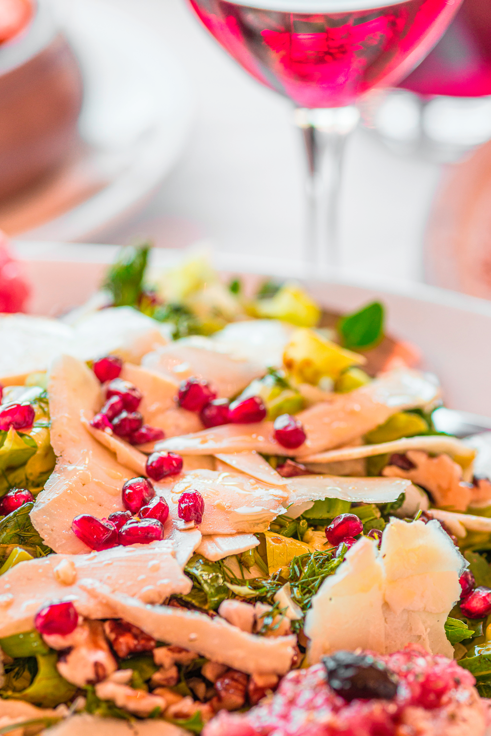 House Salad of Anthotyro Cheese,Young Wild Greens, Paximathi (Twice Baked Bread), Pomegranet Seeds, Honey, Vinigar & Olive Oil at Chrisostomos Restaurant, Chania, Crete