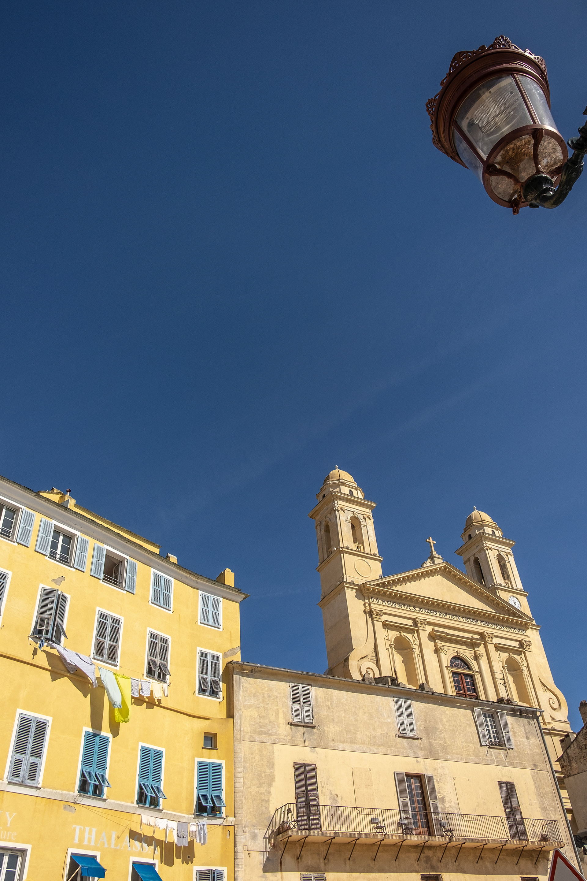 Buildings fronting onto the Harbour & John The Babtist Church, Bastia, Corsica