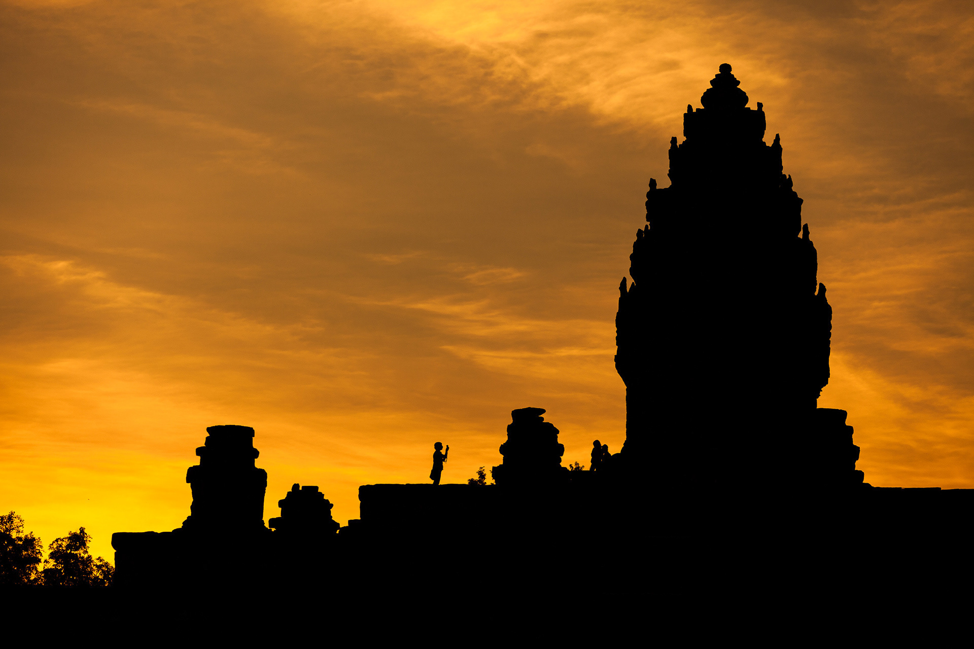 Bakong Temple at Sunset - part of the Roluos group of temples that pre-date Angkor Wat - Cambodia.