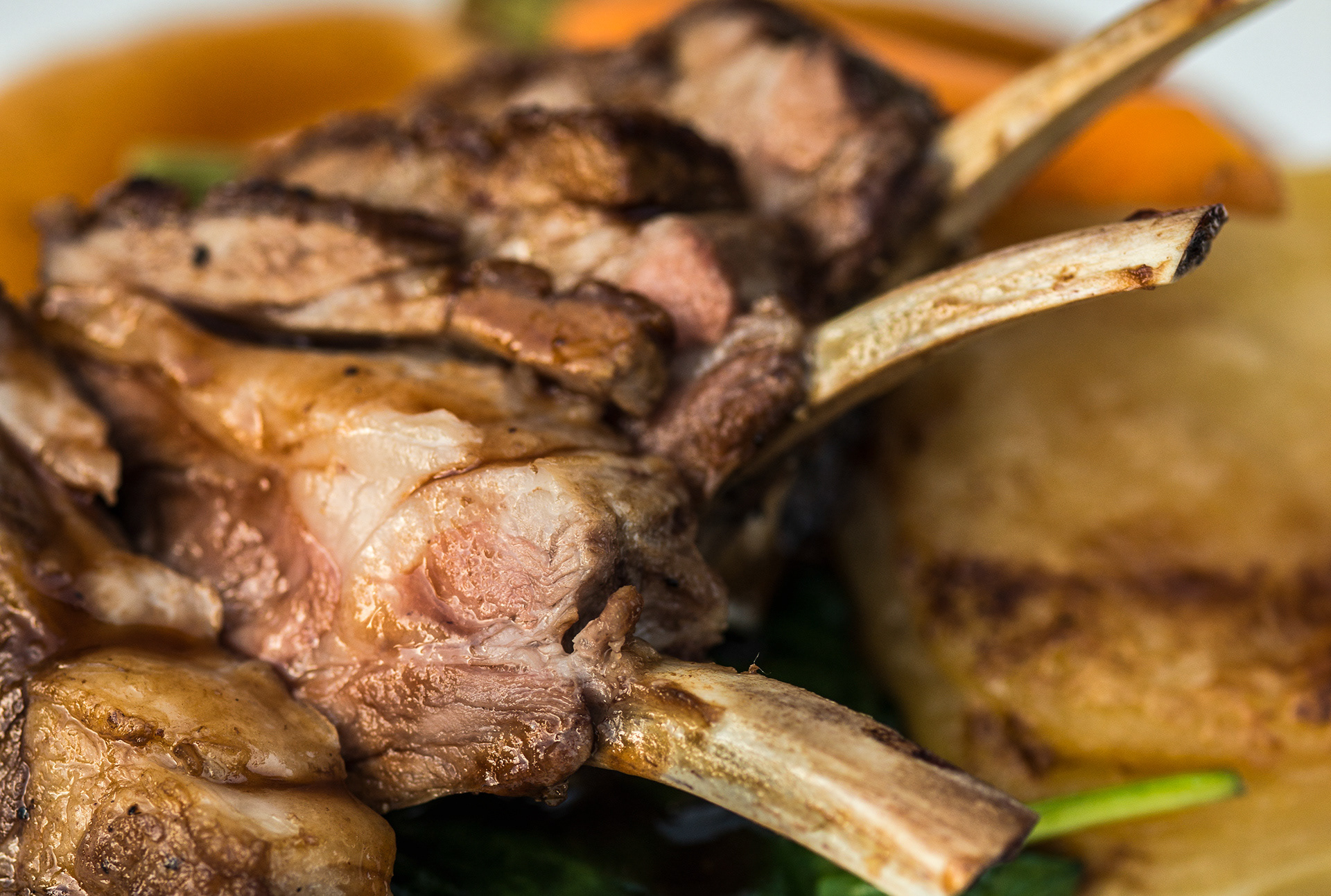 Rack of local Romney Marsh lamb at Port Lympne mansion and animal park restaurant