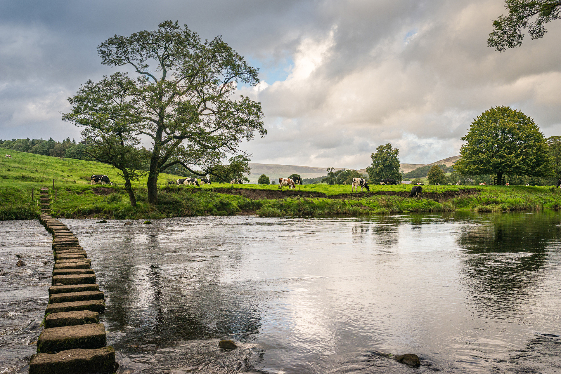 Stepping stones over the River Hodder at Whitewell