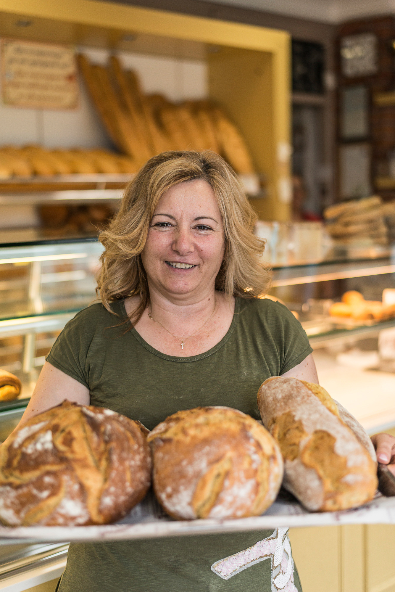 Popi the owner of Fousteris Bakery in Pyrgos produces the finest bread on Santorini