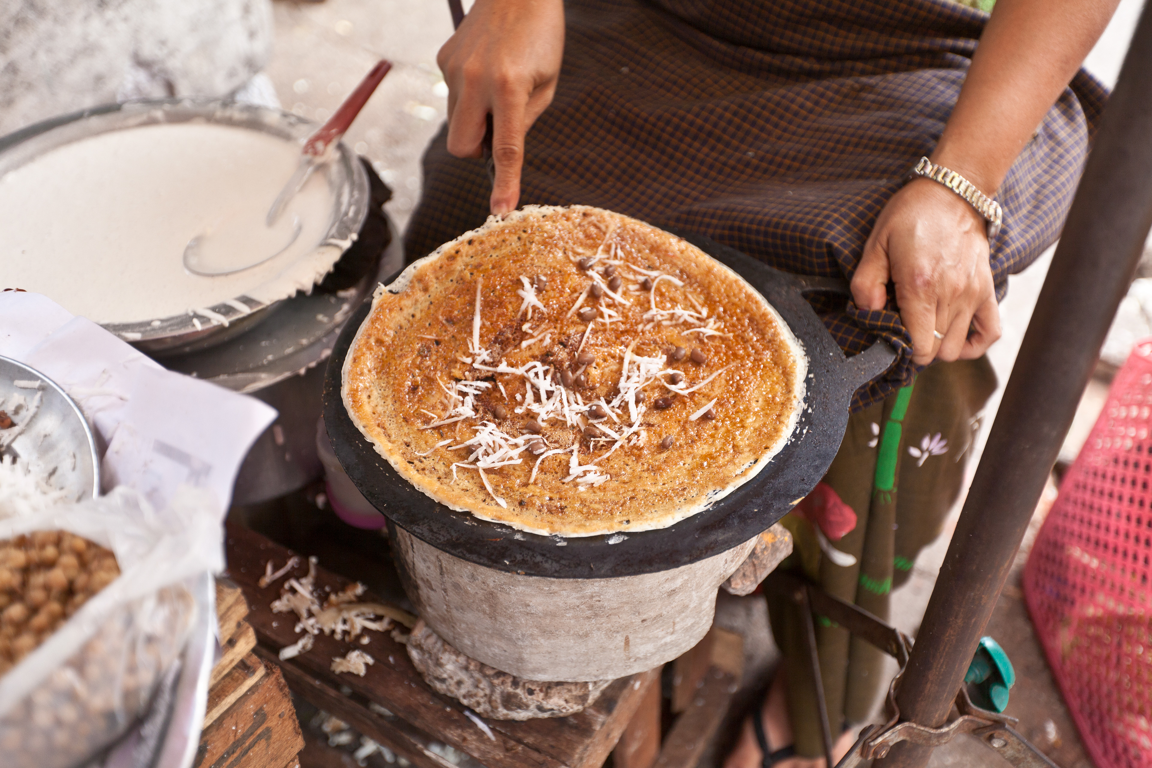 Freshly Made Sweet Dosa, Indian Quarter, Yangon