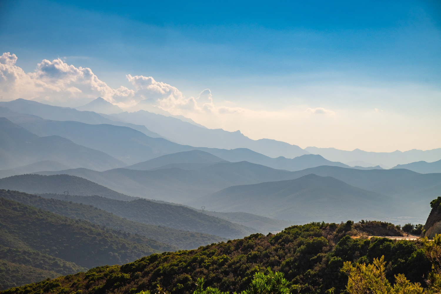 The D81 winding it's way Saint Florant to Calvi, offering beautiful views of northern Corsica