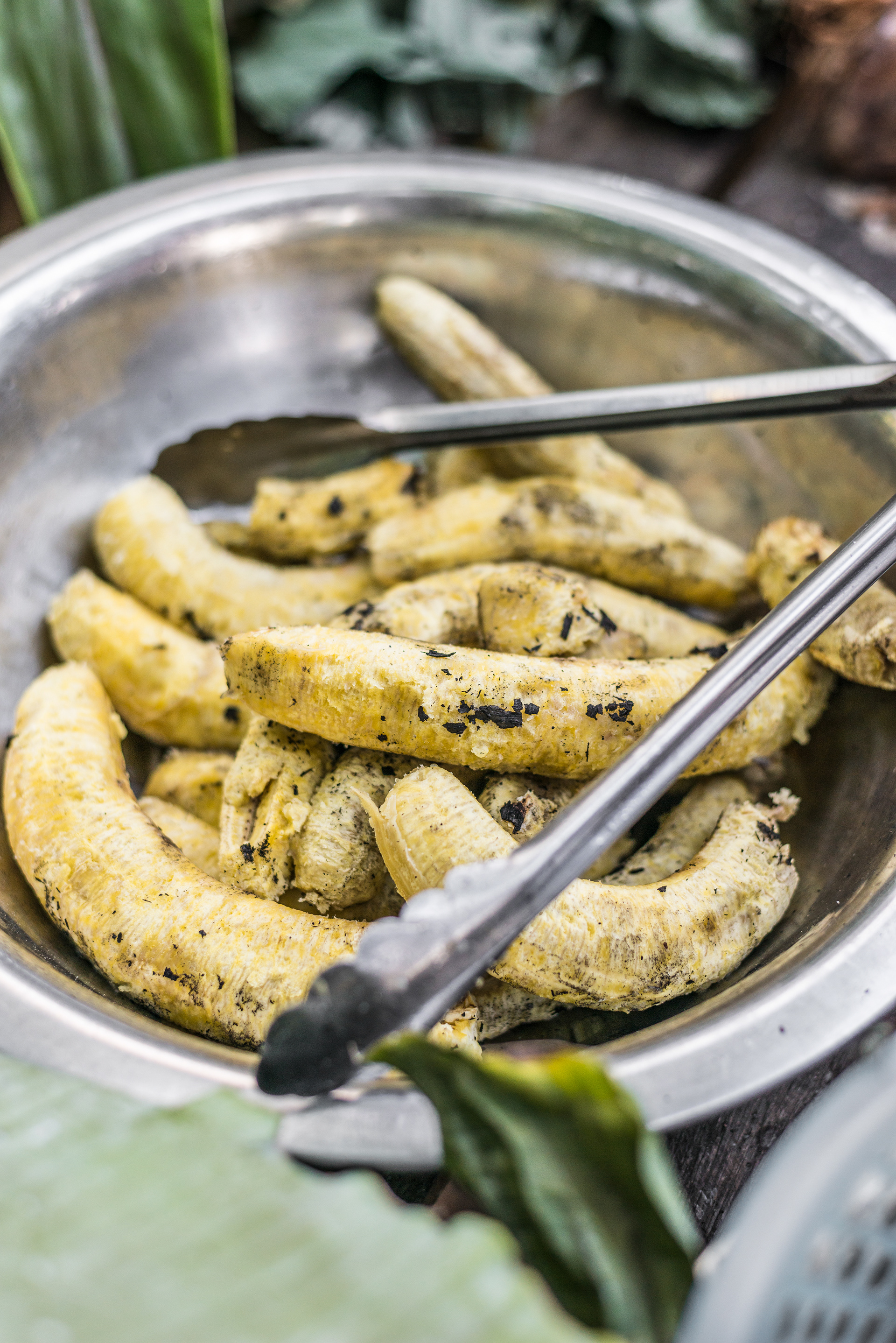 Fire Roasted Plantain (acompanyment to the Haigir-Cooking with coconut & hot stones)
