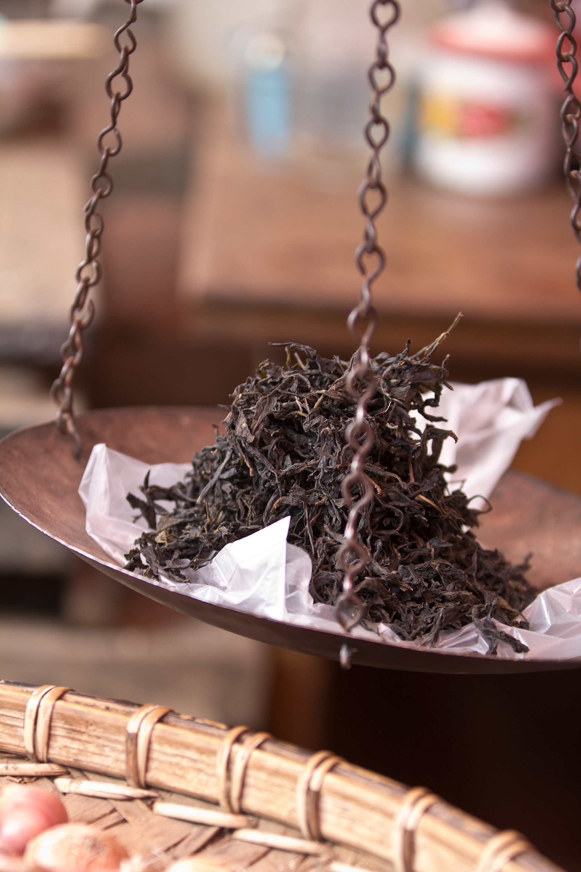 Tea on the scales Scales, Pyin U Market, Mandelay