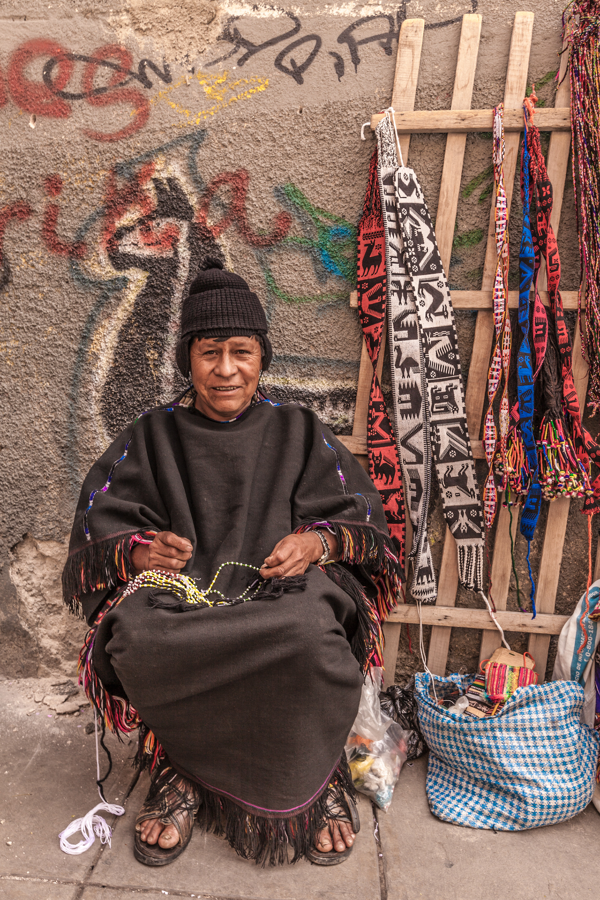Shamen at the Mercado de Hechiceria or The witches market, La Paz old town