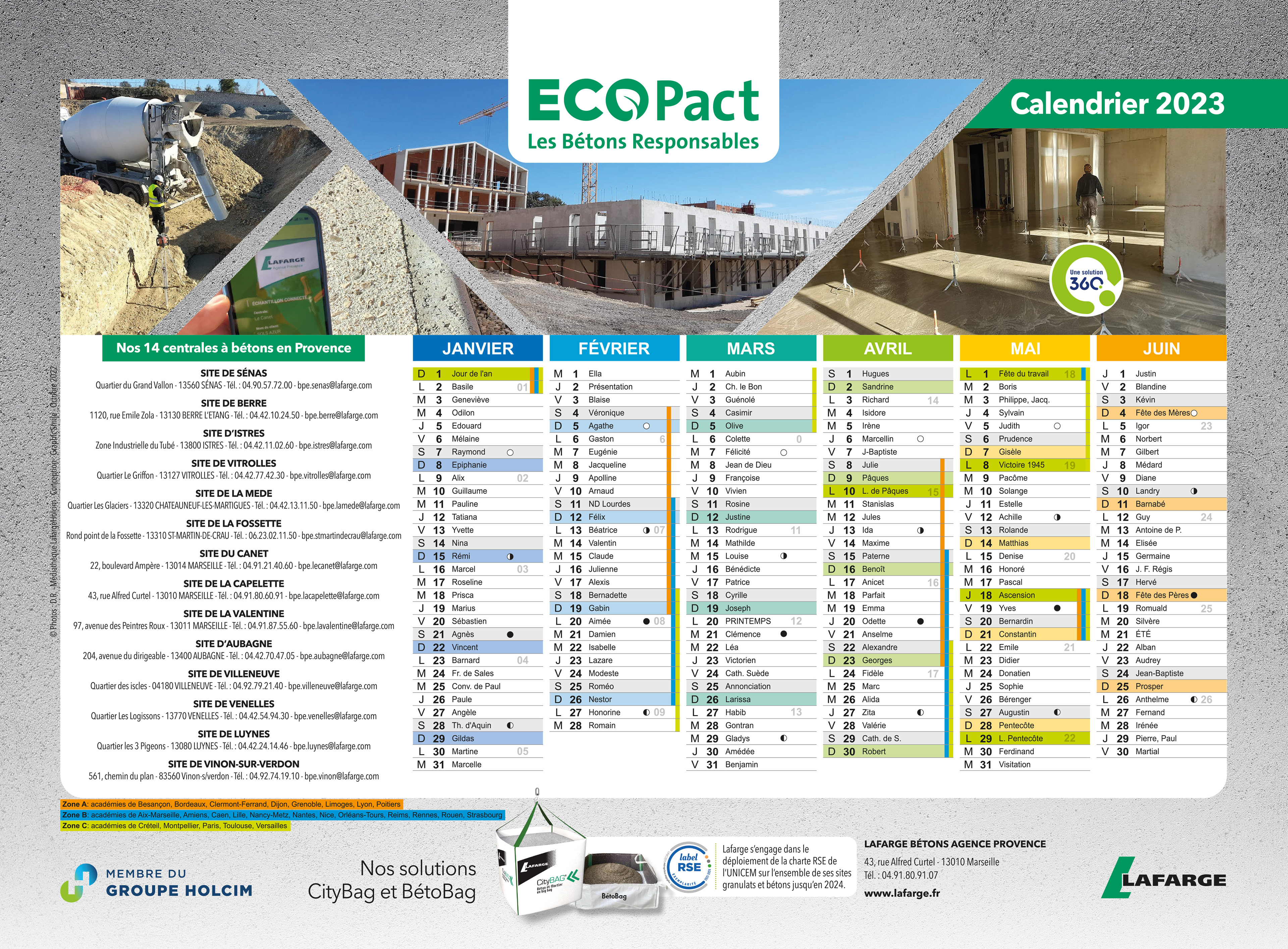 Calendrier Lafarge ECOPact