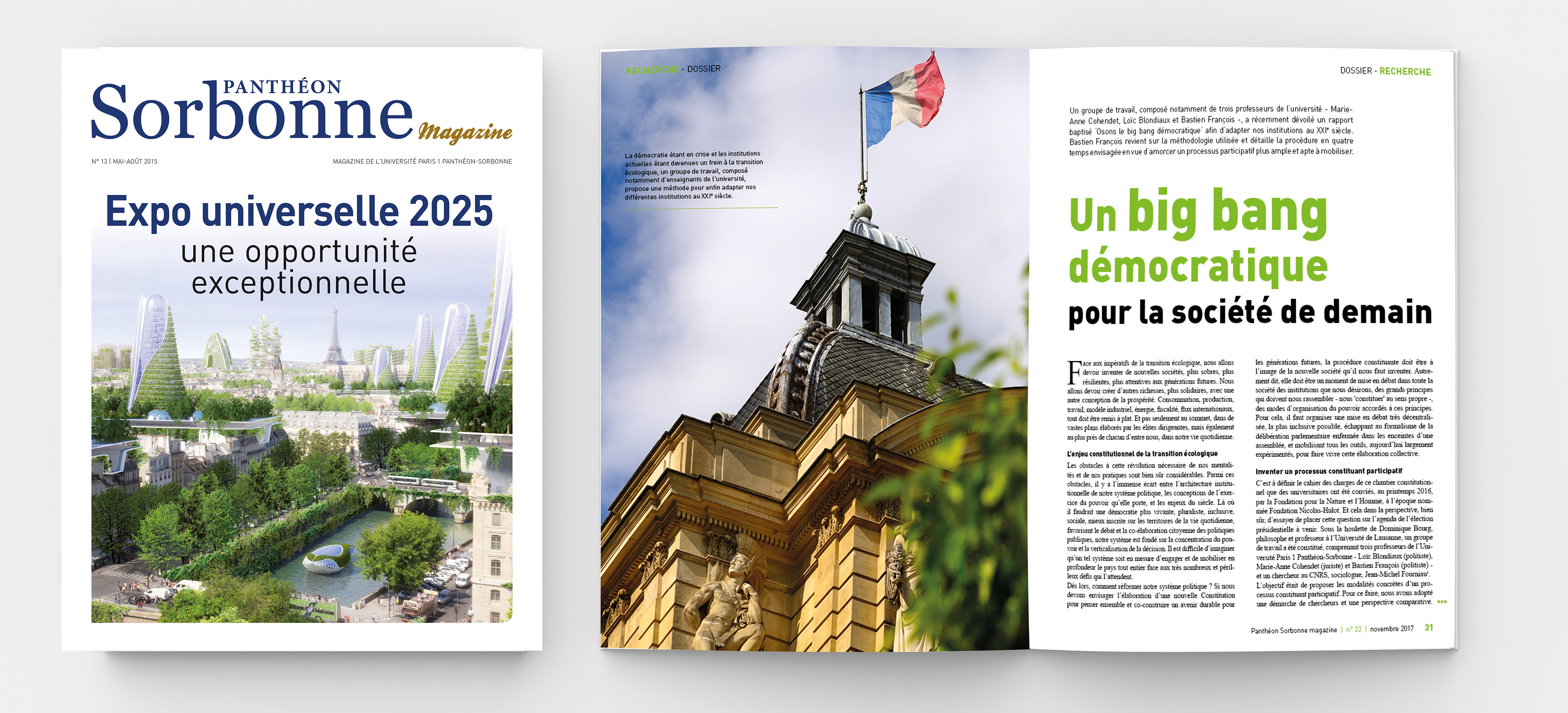 Mise en page du magazine de la Sorbonne