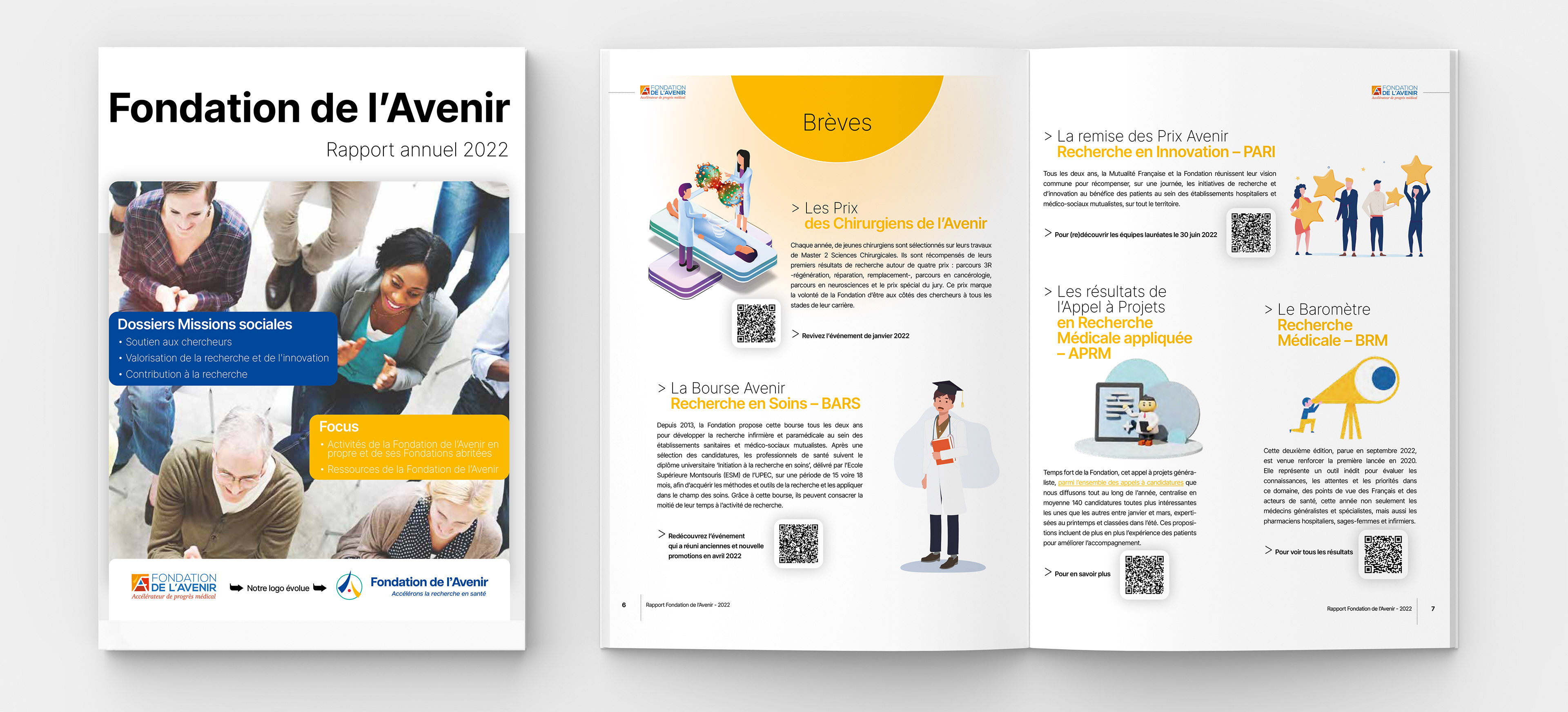 Création graphique et mise en page du rapport magazine de la Fondation Avenir