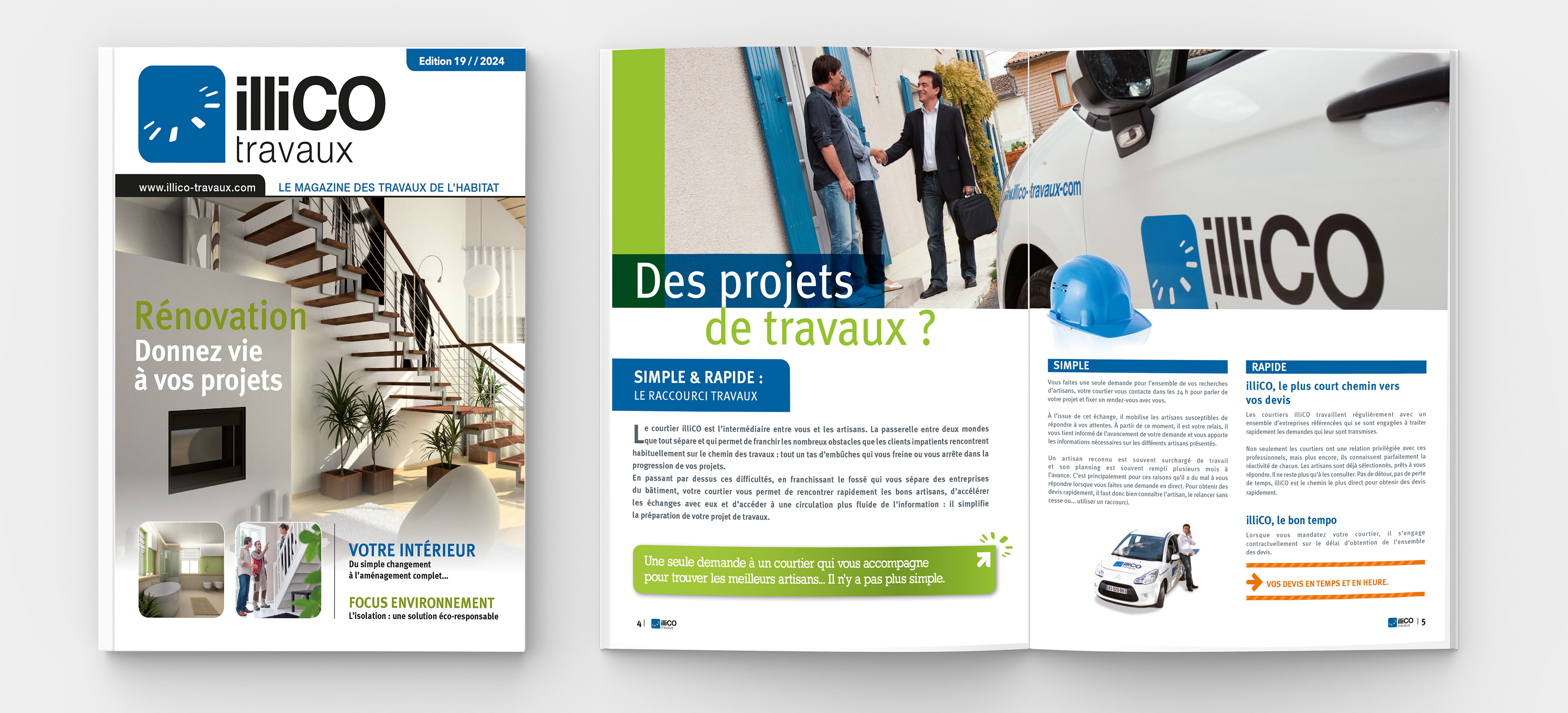 Création graphique et mise en page du magazine illiCO travaux