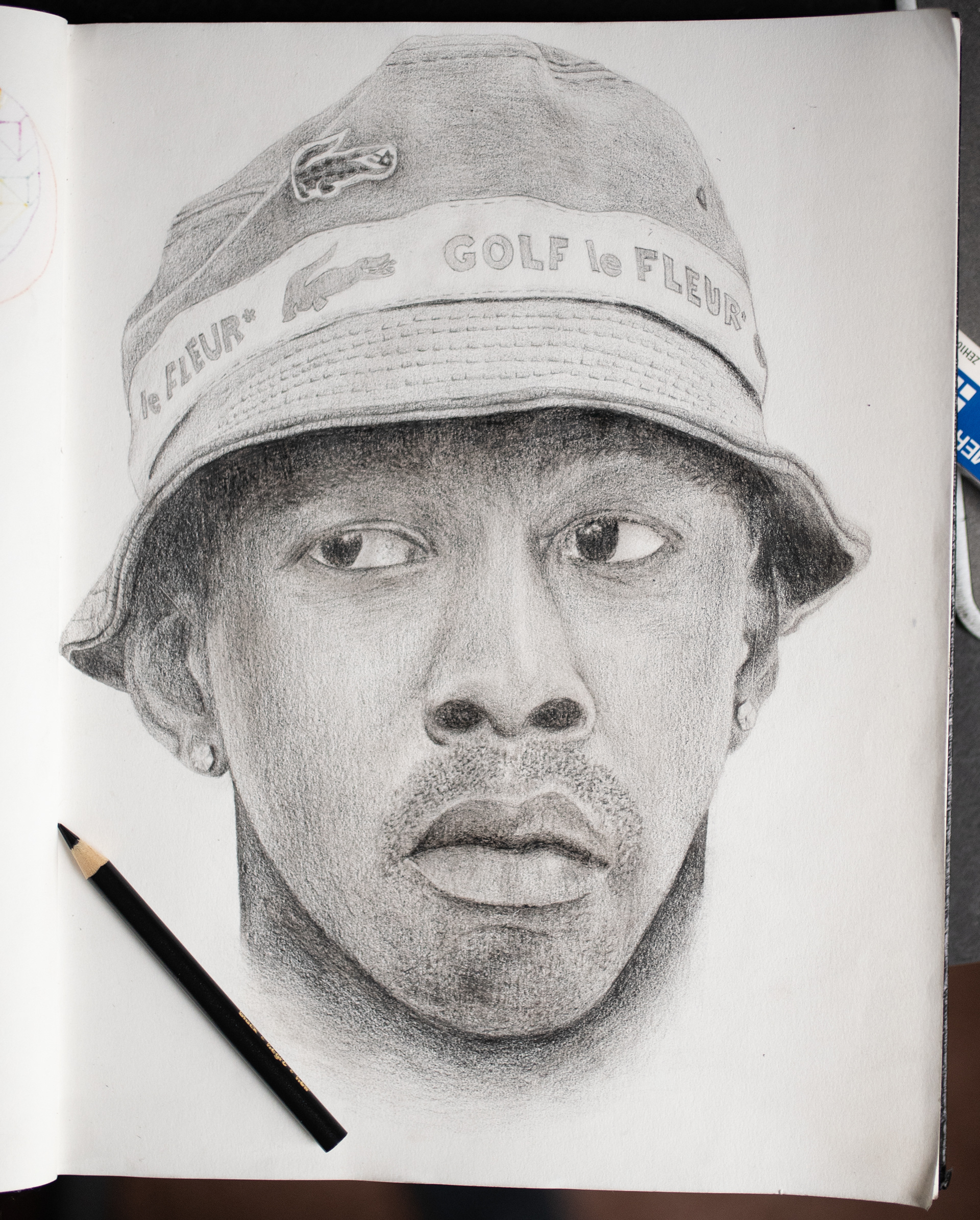 Tyler, The Creator - Freehand, black colored pencil