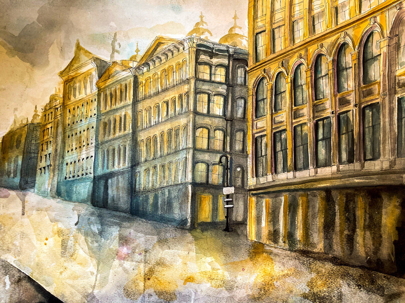 "Wake Up New York" | watercolor | 19 x 24" mix media paper