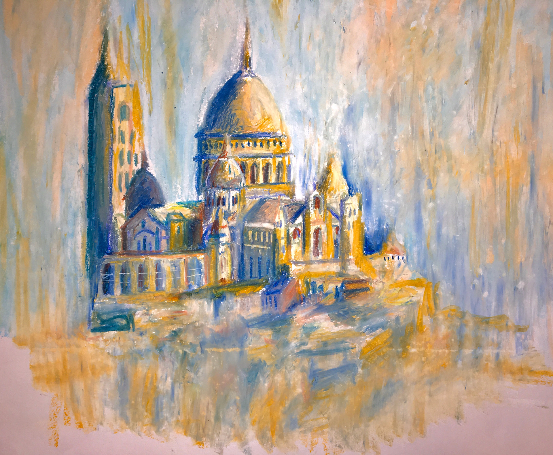 "A Hidden City" | oil pastel | 18 x 16" mix media paper