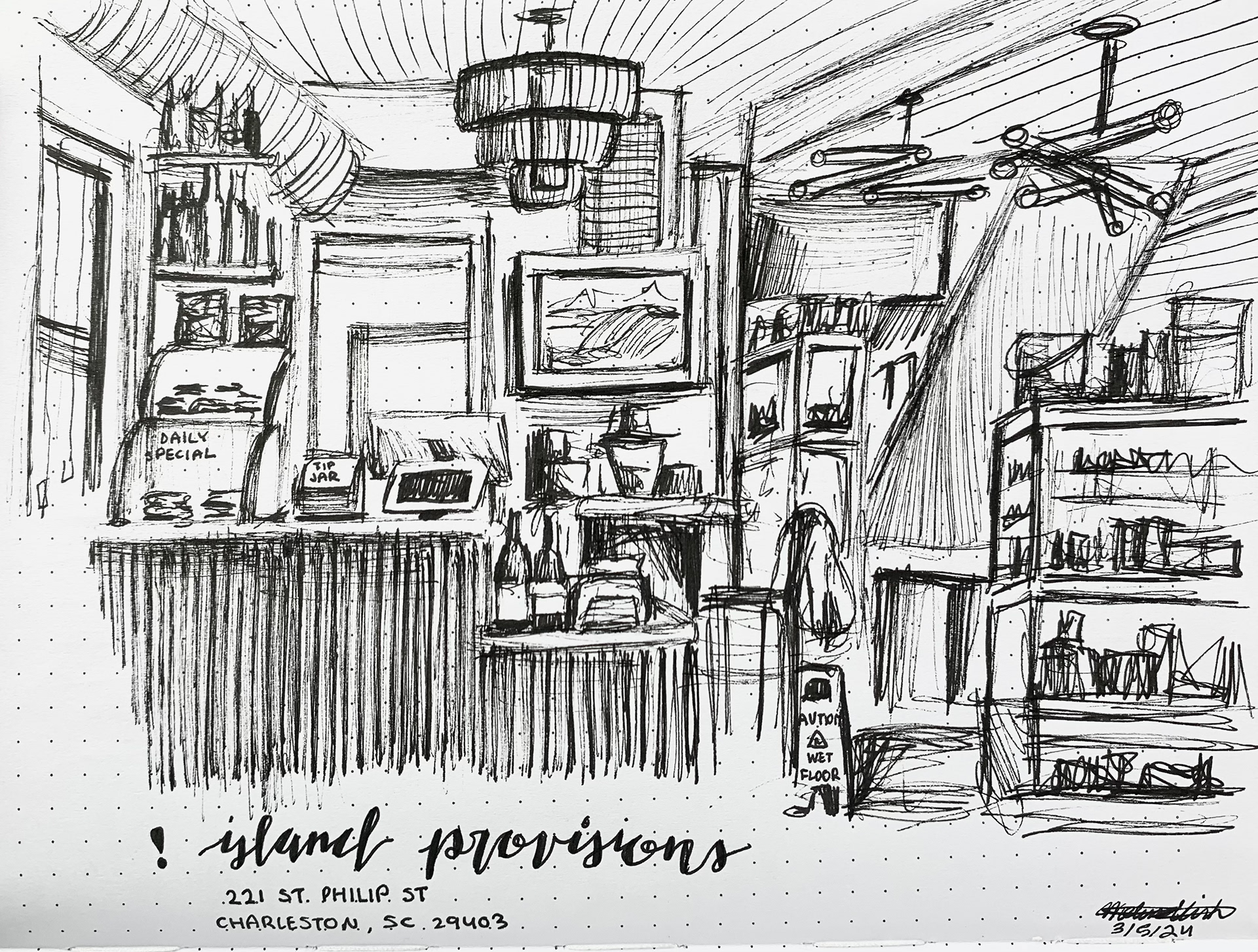 "Island Provisions Cafe" | ink pen | 9 x 6" mix media paper