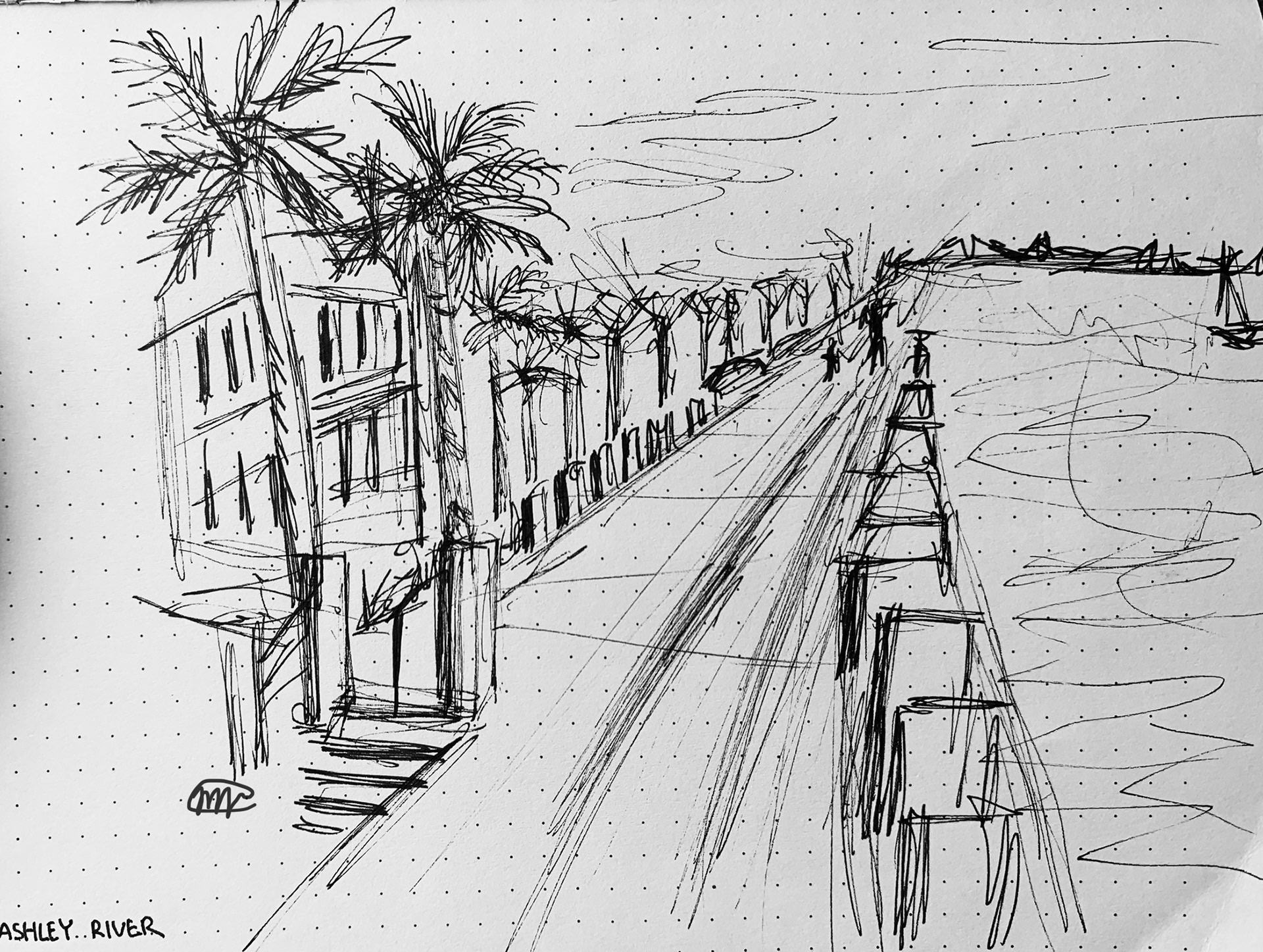 "Ashley River" | ink pen | 9 x 6" mix media paper