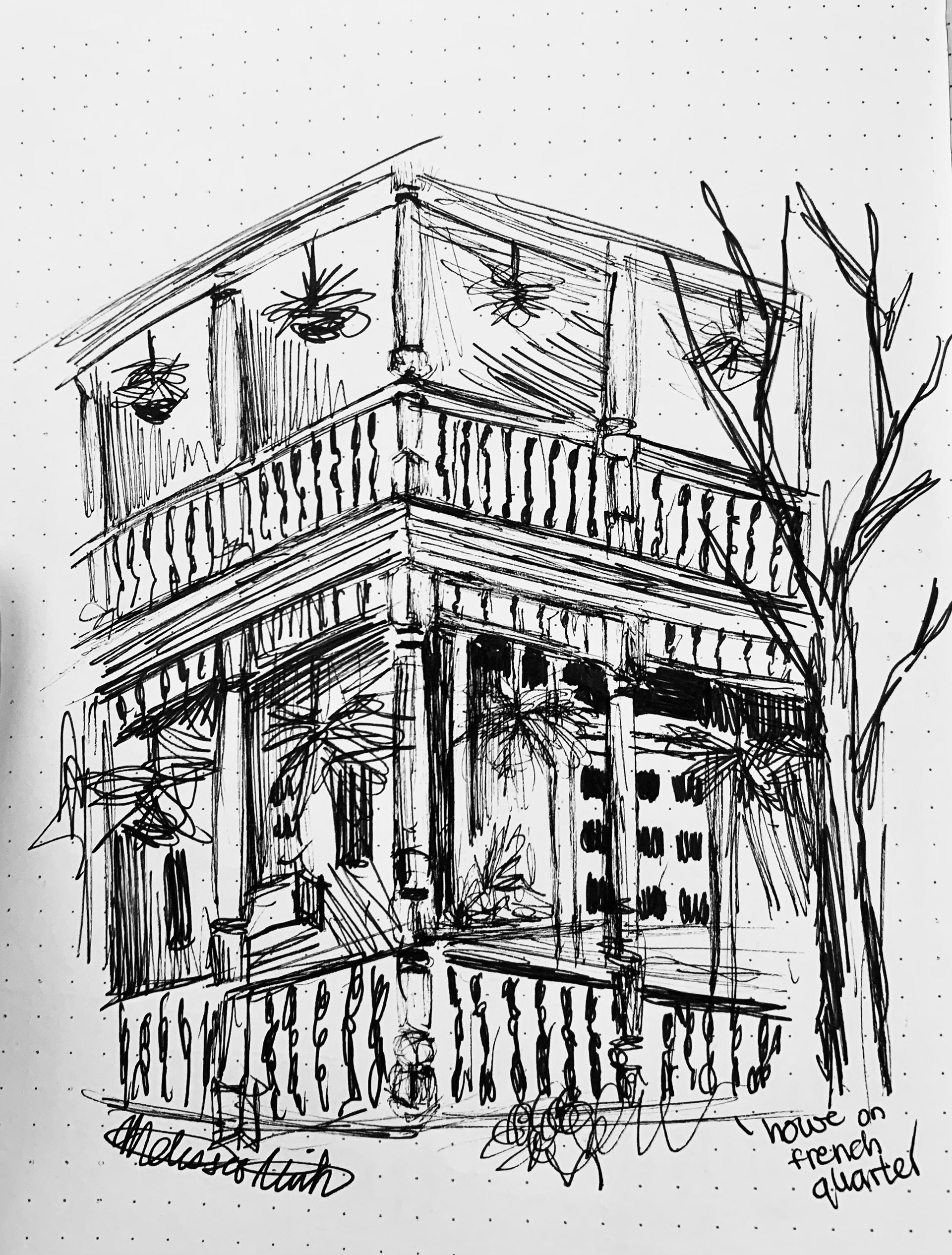 "The French Quarter" | ink pen | 6 x 9" mix media paper