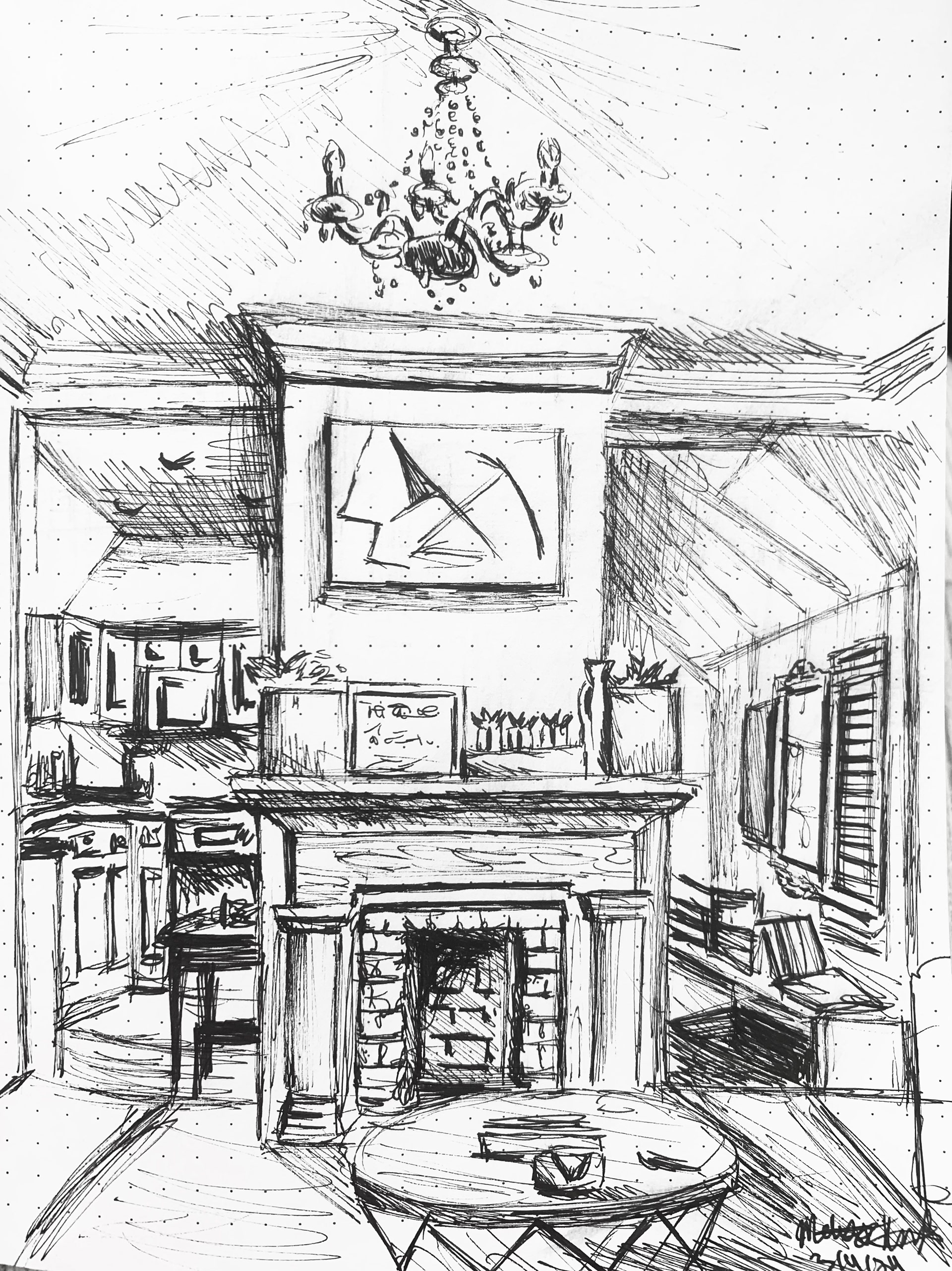 "Charleston home" | ink pen | 6 x 9" mix media paper