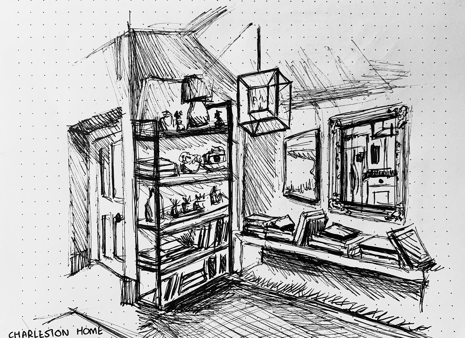 "House Decor" | ink pen | 9 x 6" mix media paper