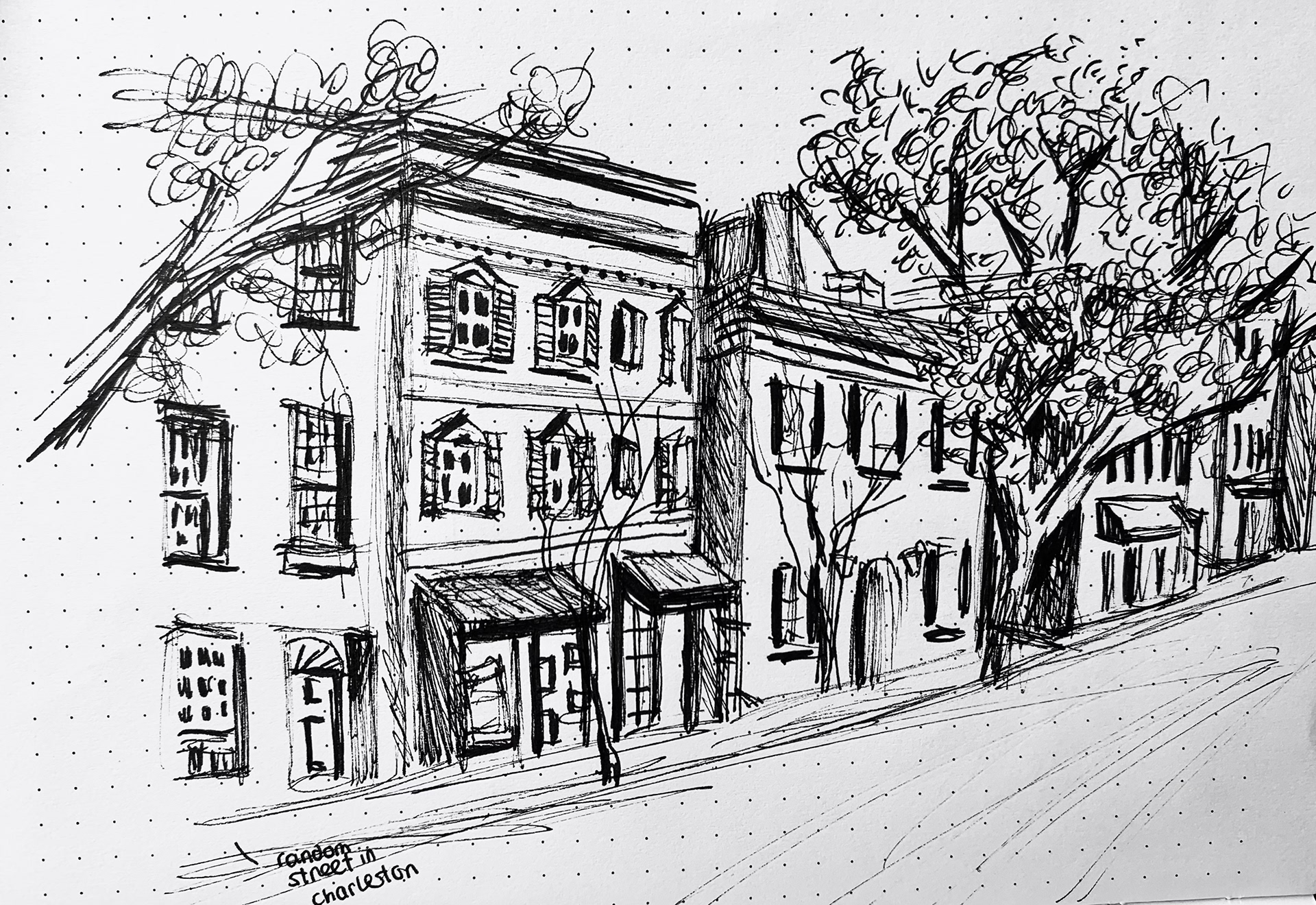 "Promenade" | ink pen | 9 x 6" mix media paper