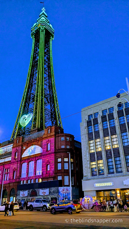 The tower illuminated