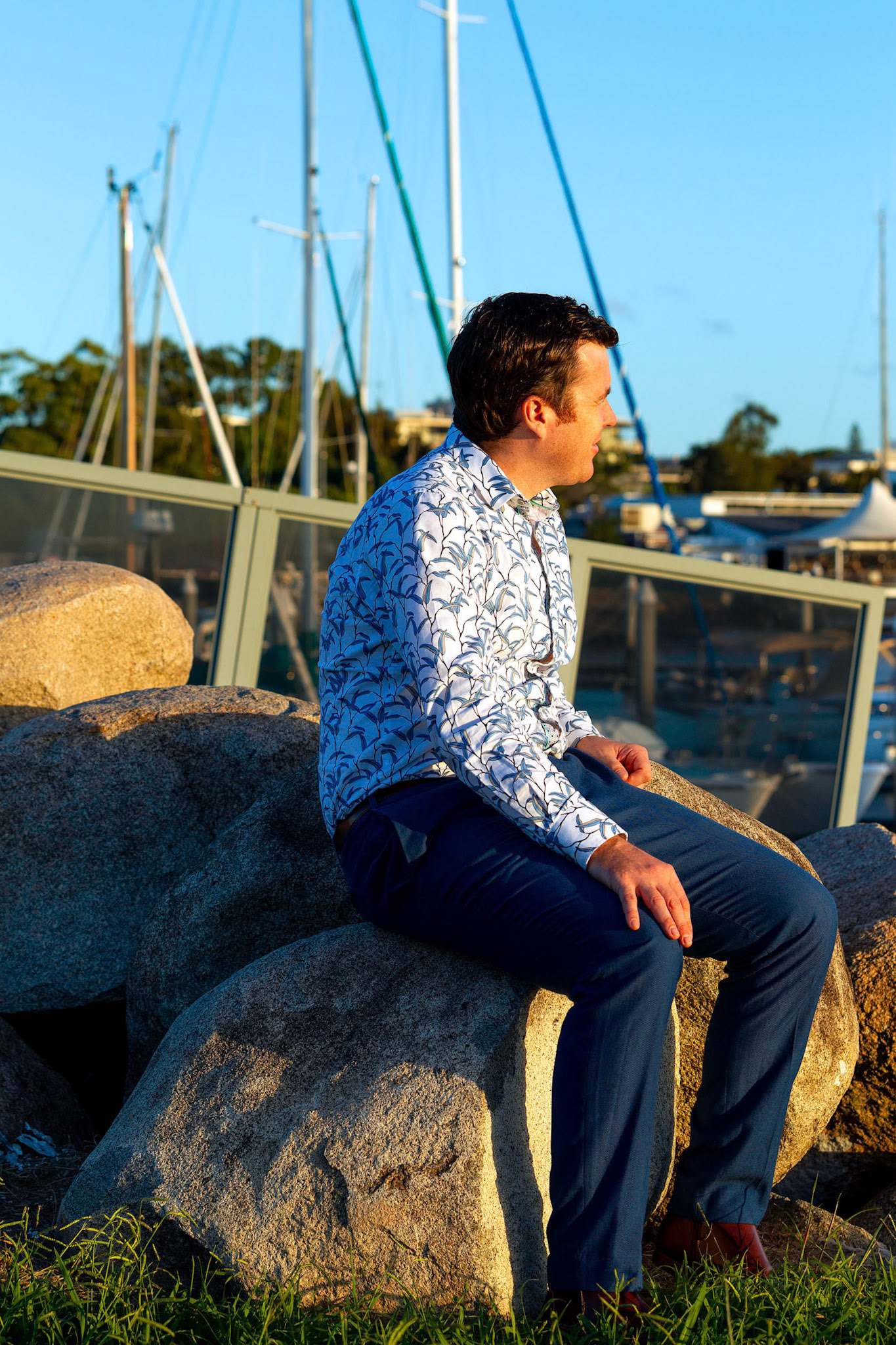man in sunshine relaxing on a rock © copyright-lewis-a-collins-lcpmtl-! http://lewiscollins.com.au